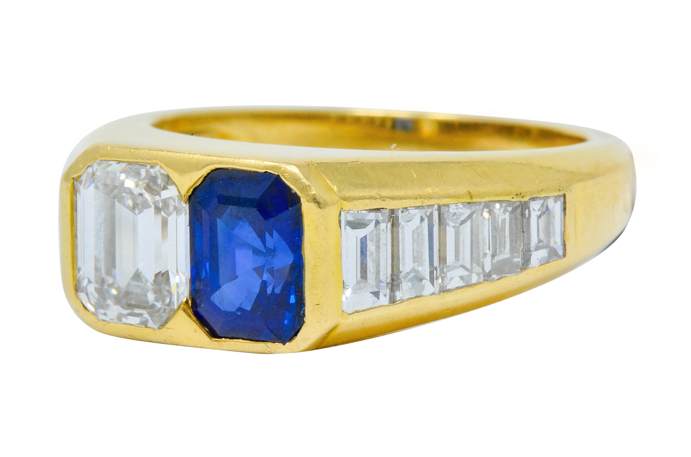 Van Cleef & Arpels 3.57 CTW Diamond Sapphire 18 Karat Gold French Unisex RingRing - Wilson's Estate Jewelry