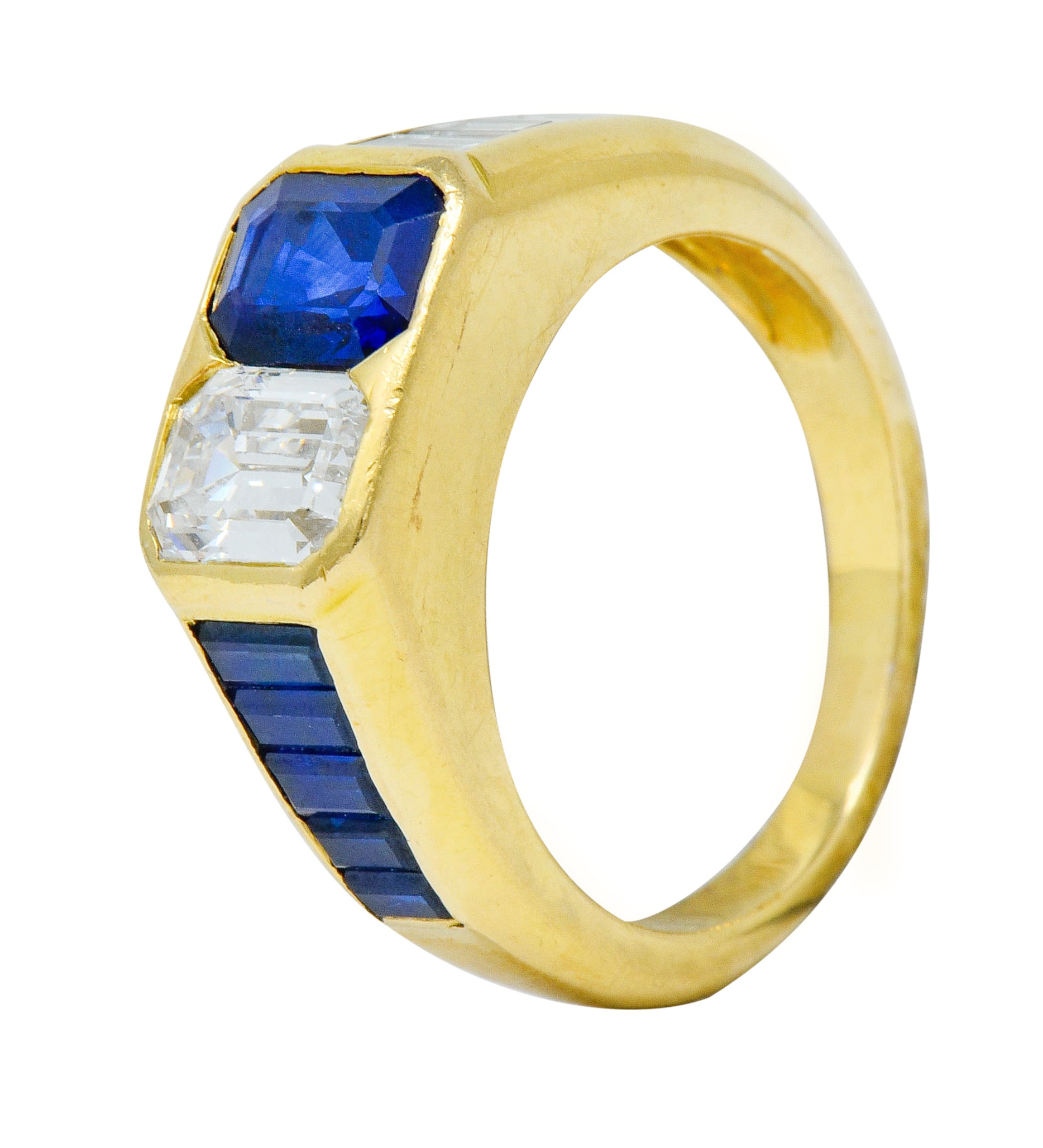 Van Cleef & Arpels 3.57 CTW Diamond Sapphire 18 Karat Gold French Unisex RingRing - Wilson's Estate Jewelry