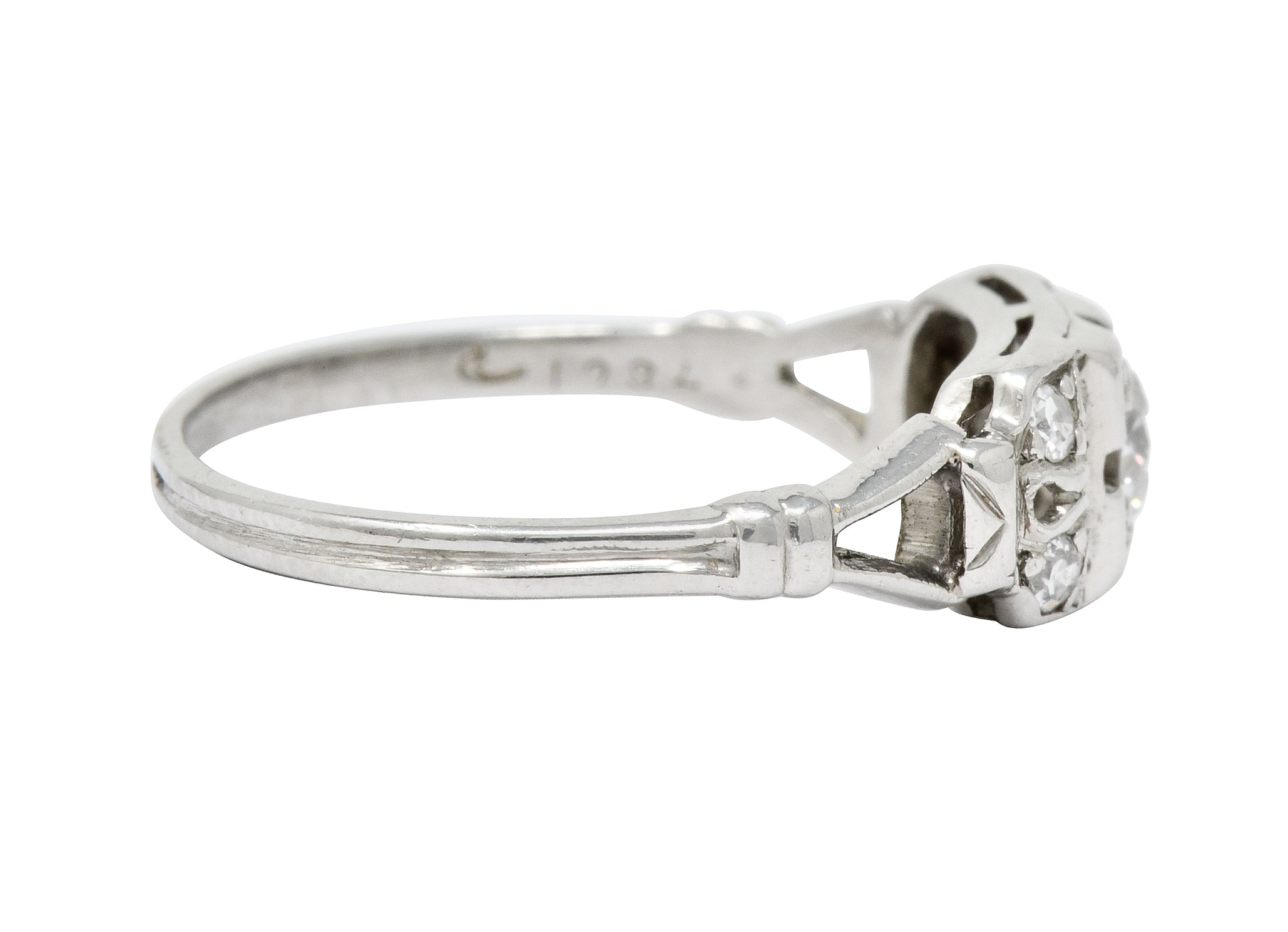 Katz & Ogush Art Deco Diamond Platinum Engagement Ring Circa 1930 - Wilson's Estate Jewelry