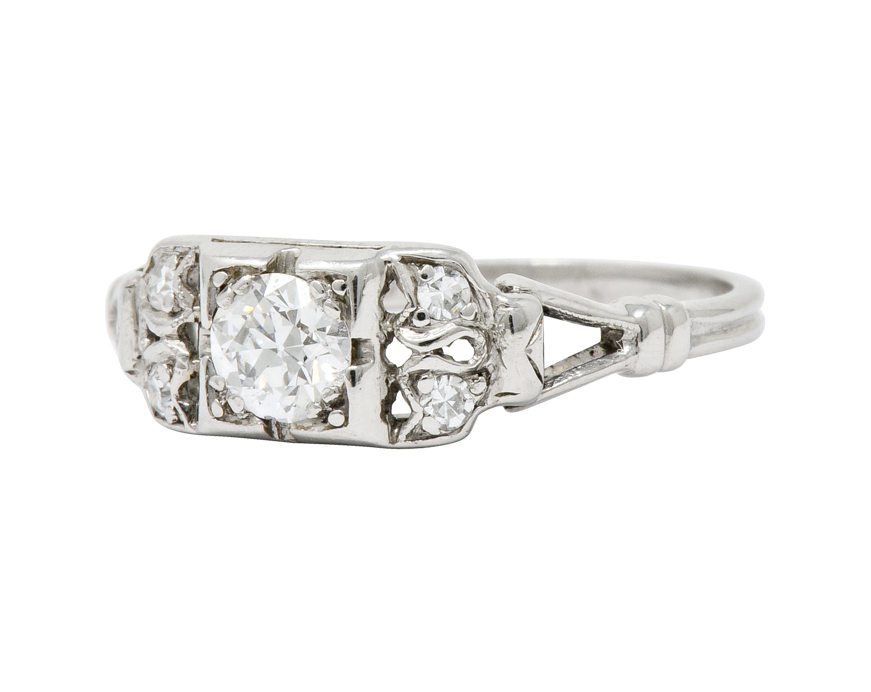 Katz & Ogush Art Deco Diamond Platinum Engagement Ring Circa 1930 - Wilson's Estate Jewelry