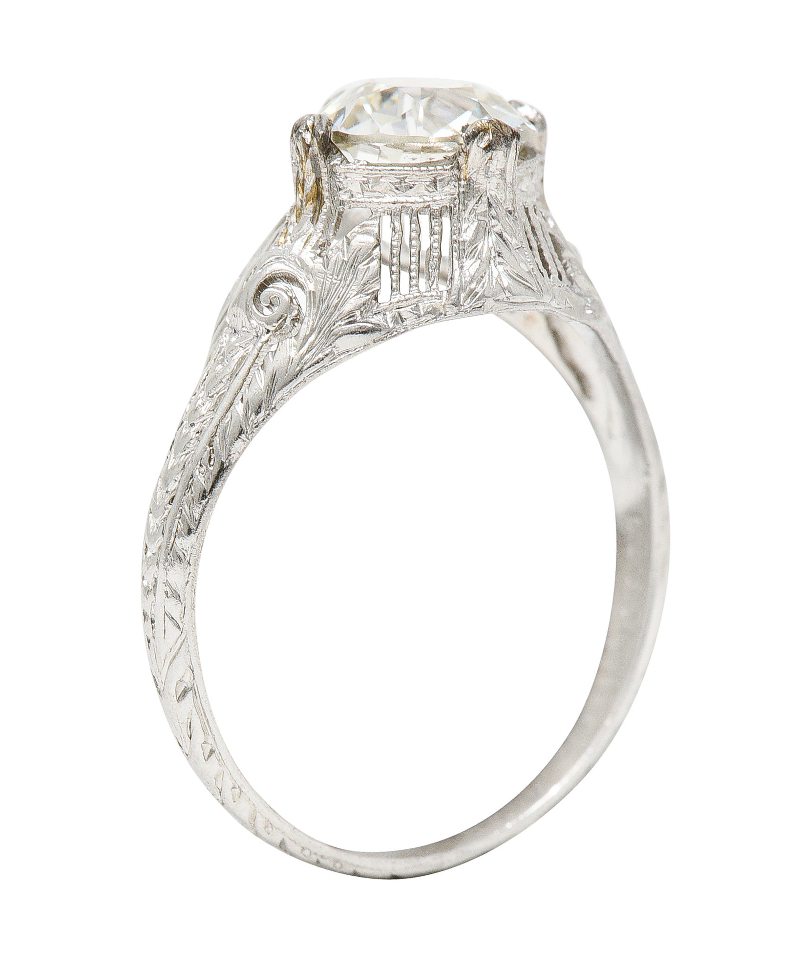 Late Edwardian 1.25 CTW Old European Cut Diamond Platinum Engagement Ring GIARing - Wilson's Estate Jewelry