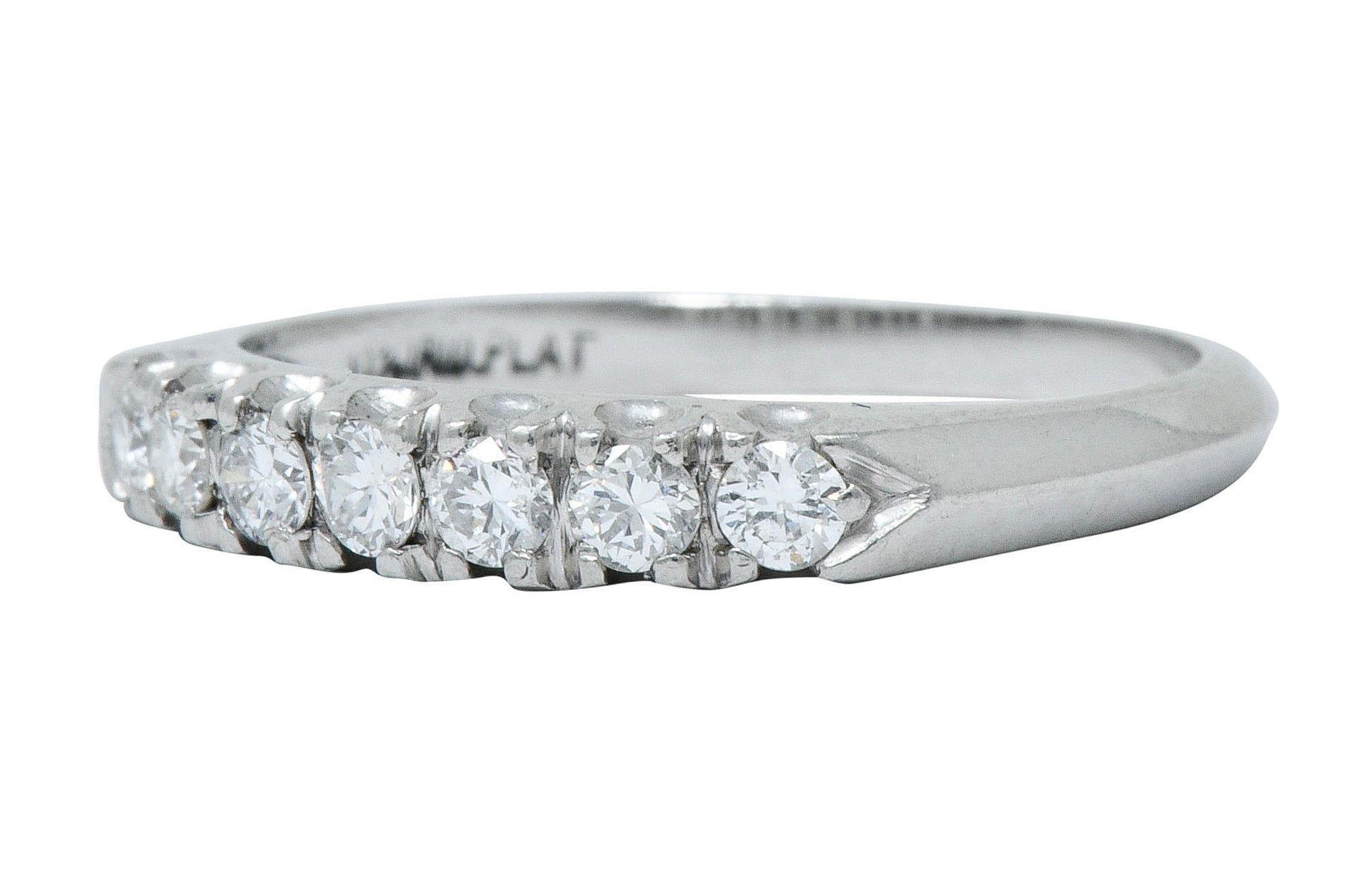 Retro Diamond Platinum Fishtail Anniversary Band RingRing - Wilson's Estate Jewelry