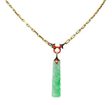 Art Deco Carved Jade Enamel 14 Karat Gold Drop Pendant NecklaceNecklace - Wilson's Estate Jewelry