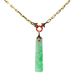 Art Deco Carved Jade Enamel 14 Karat Gold Drop Pendant NecklaceNecklace - Wilson's Estate Jewelry