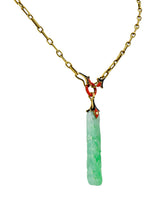 Art Deco Carved Jade Enamel 14 Karat Gold Drop Pendant NecklaceNecklace - Wilson's Estate Jewelry