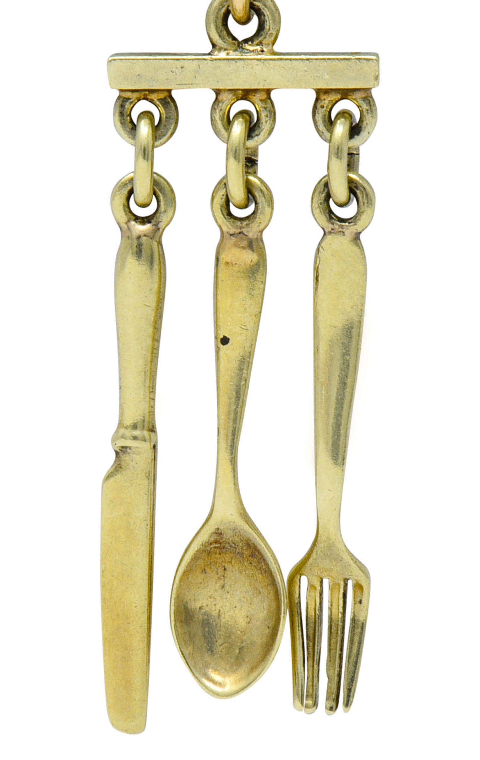 Sloan & Co. Retro 14 Karat Gold Cutlery Charmcharm - Wilson's Estate Jewelry