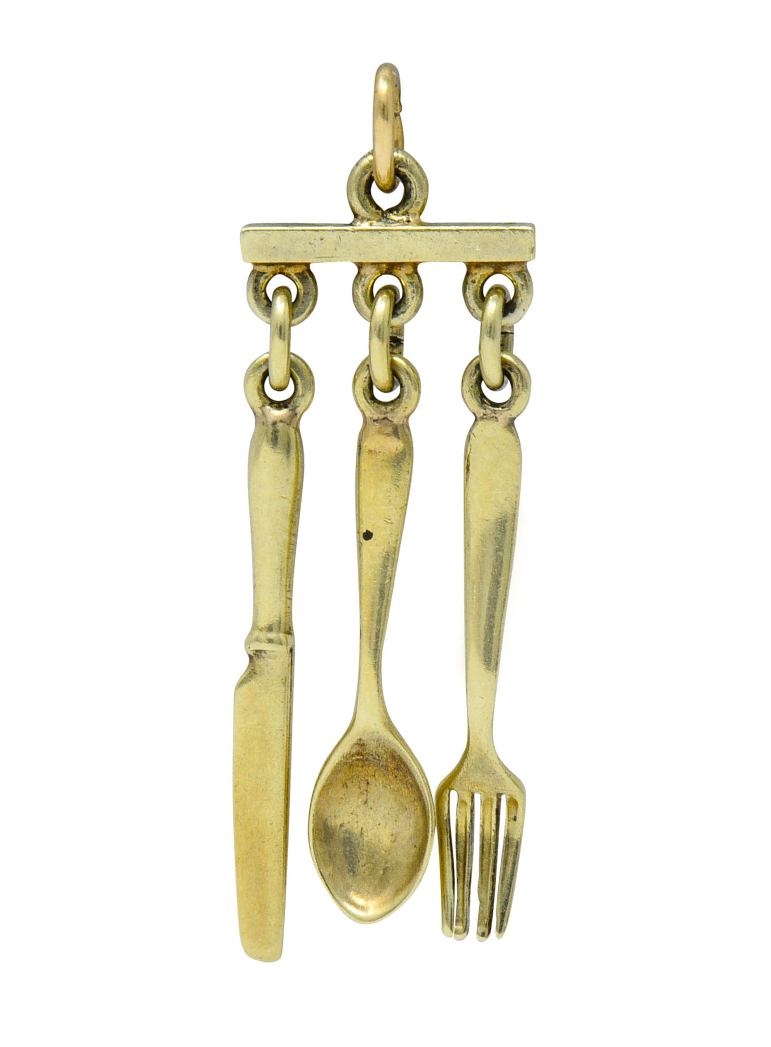 Sloan & Co. Retro 14 Karat Gold Cutlery Charmcharm - Wilson's Estate Jewelry