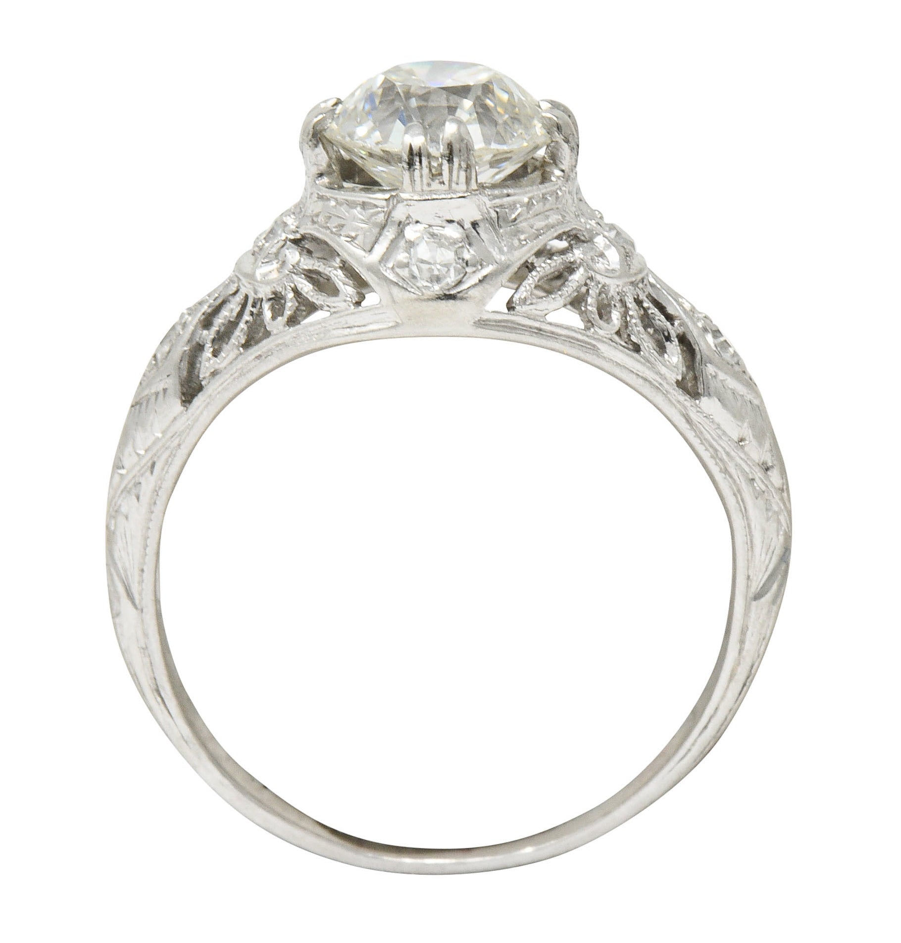 Edwardian 1.04 CTW Diamond Platinum Engagement Ring GIARing - Wilson's Estate Jewelry