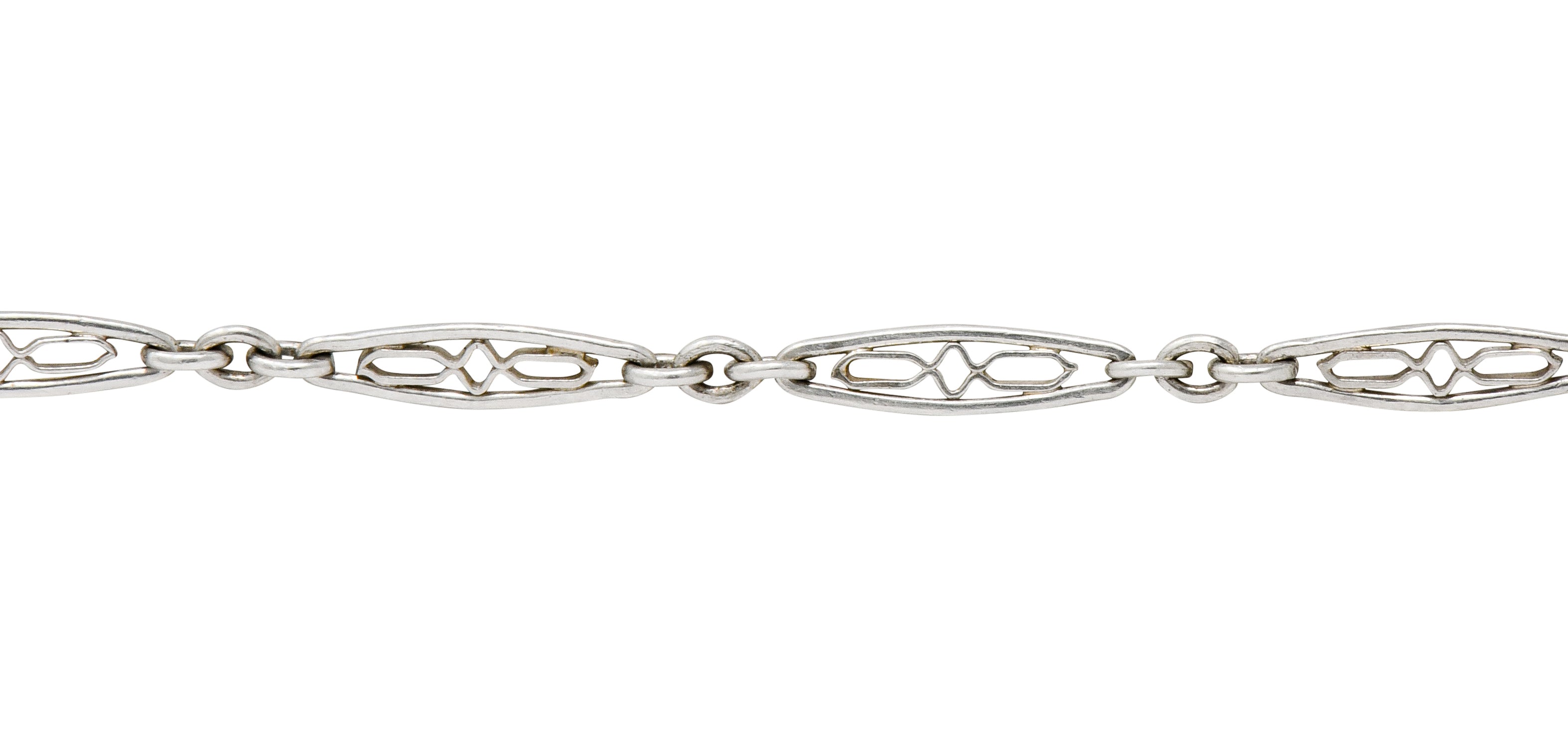 Delicate Art Deco Platinum Filigree Link Bracelet - Wilson's Estate Jewelry