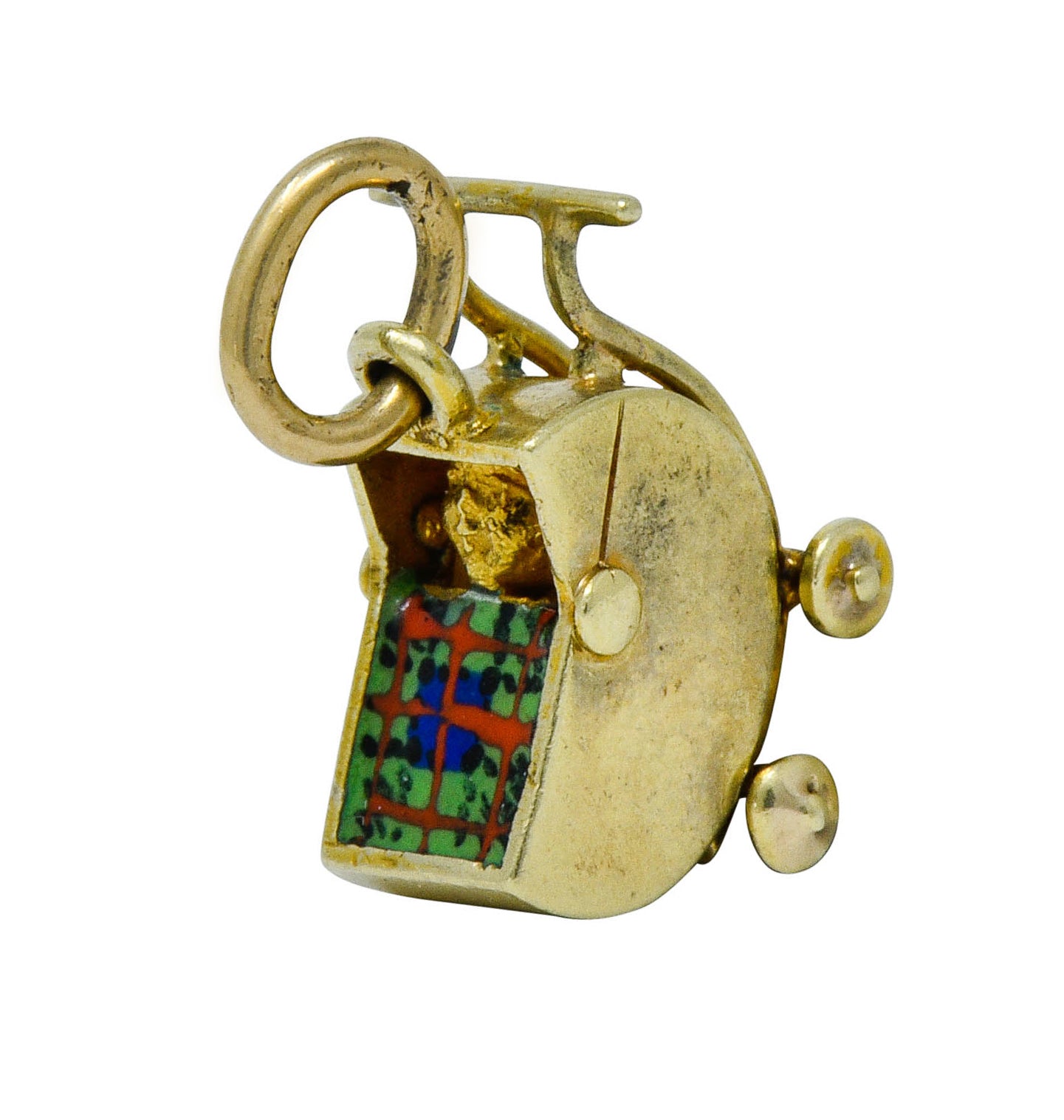 Sloan & Co. Retro Enamel 14 Karat Gold Baby Carriage Charmcharm - Wilson's Estate Jewelry