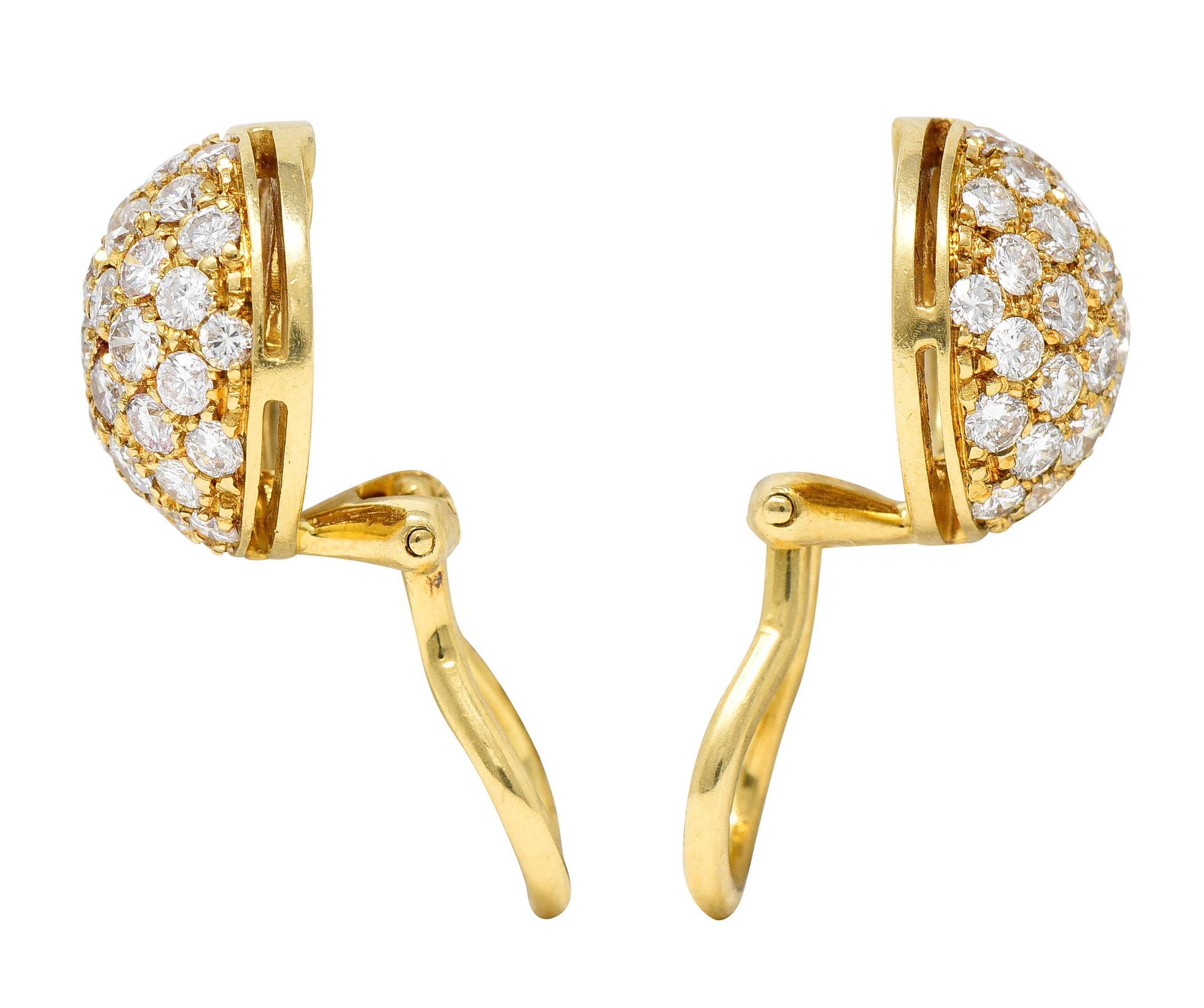 Cartier 1.10 CTW Pave Diamond 18 Karat Gold Dome Ear-Clip EarringsEarrings - Wilson's Estate Jewelry