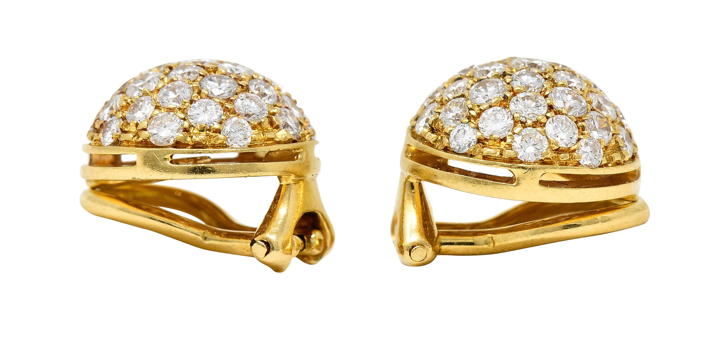 Cartier 1.10 CTW Pave Diamond 18 Karat Gold Dome Ear-Clip EarringsEarrings - Wilson's Estate Jewelry