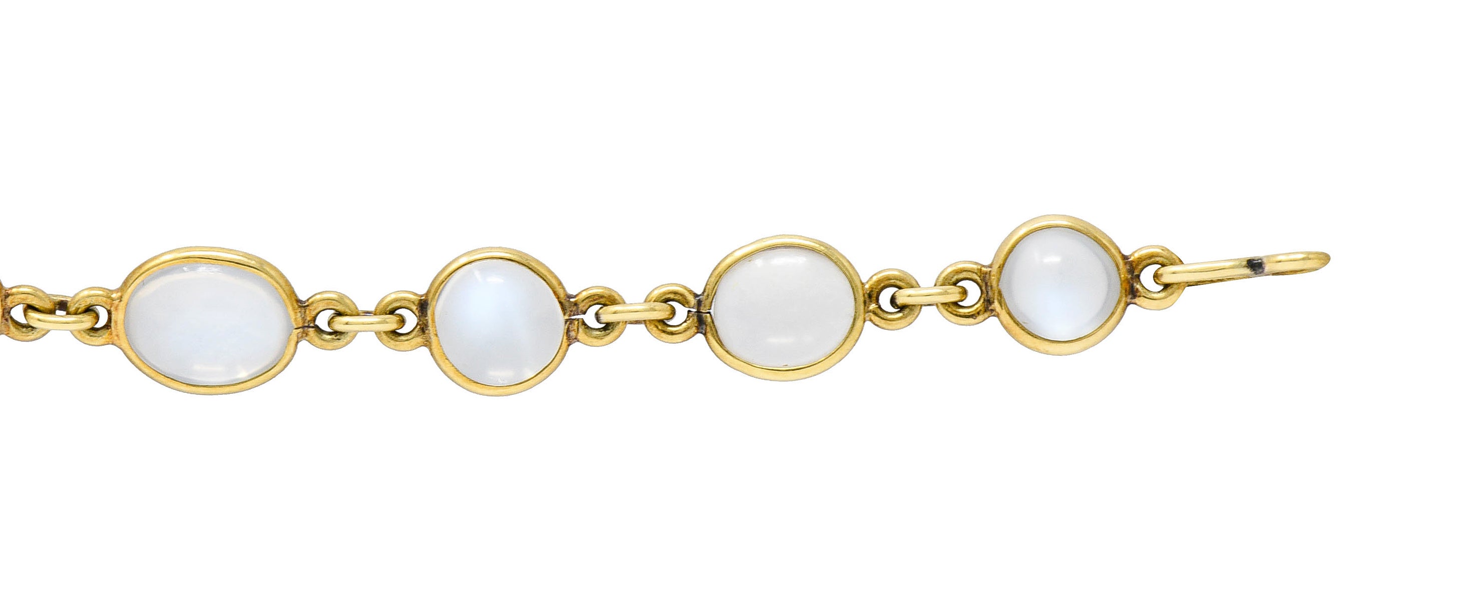 1940's Retro Moonstone 14 Karat Gold Link Braceletbracelet - Wilson's Estate Jewelry