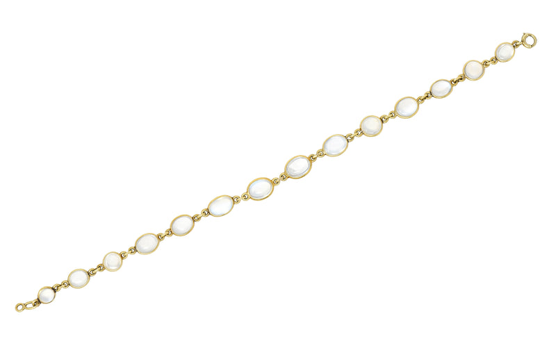 1940's Retro Moonstone 14 Karat Gold Link Braceletbracelet - Wilson's Estate Jewelry