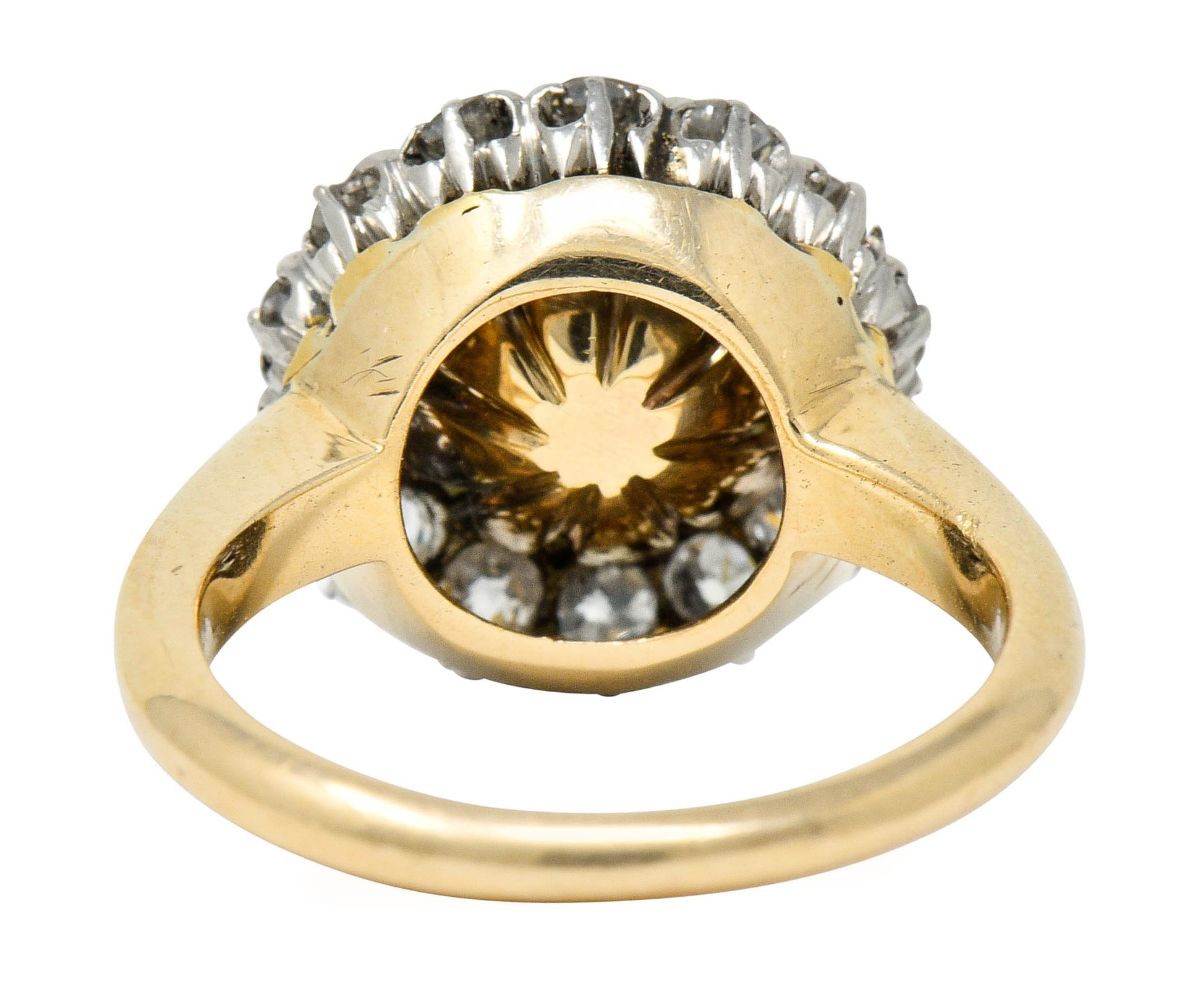 Edwardian Cat's Eye Chrysoberyl Diamond Platinum Cluster RingRing - Wilson's Estate Jewelry