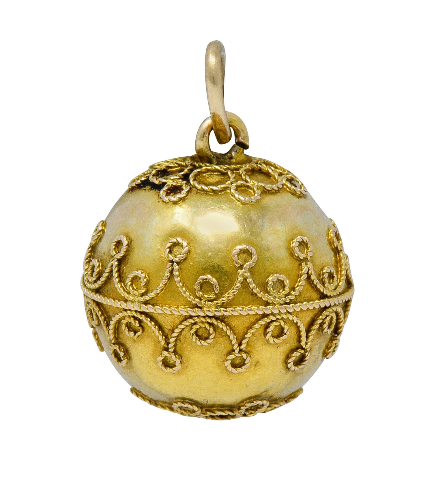 Victorian 14 Karat Gold Decorous Ball Charm Circa 1880scharm - Wilson's Estate Jewelry