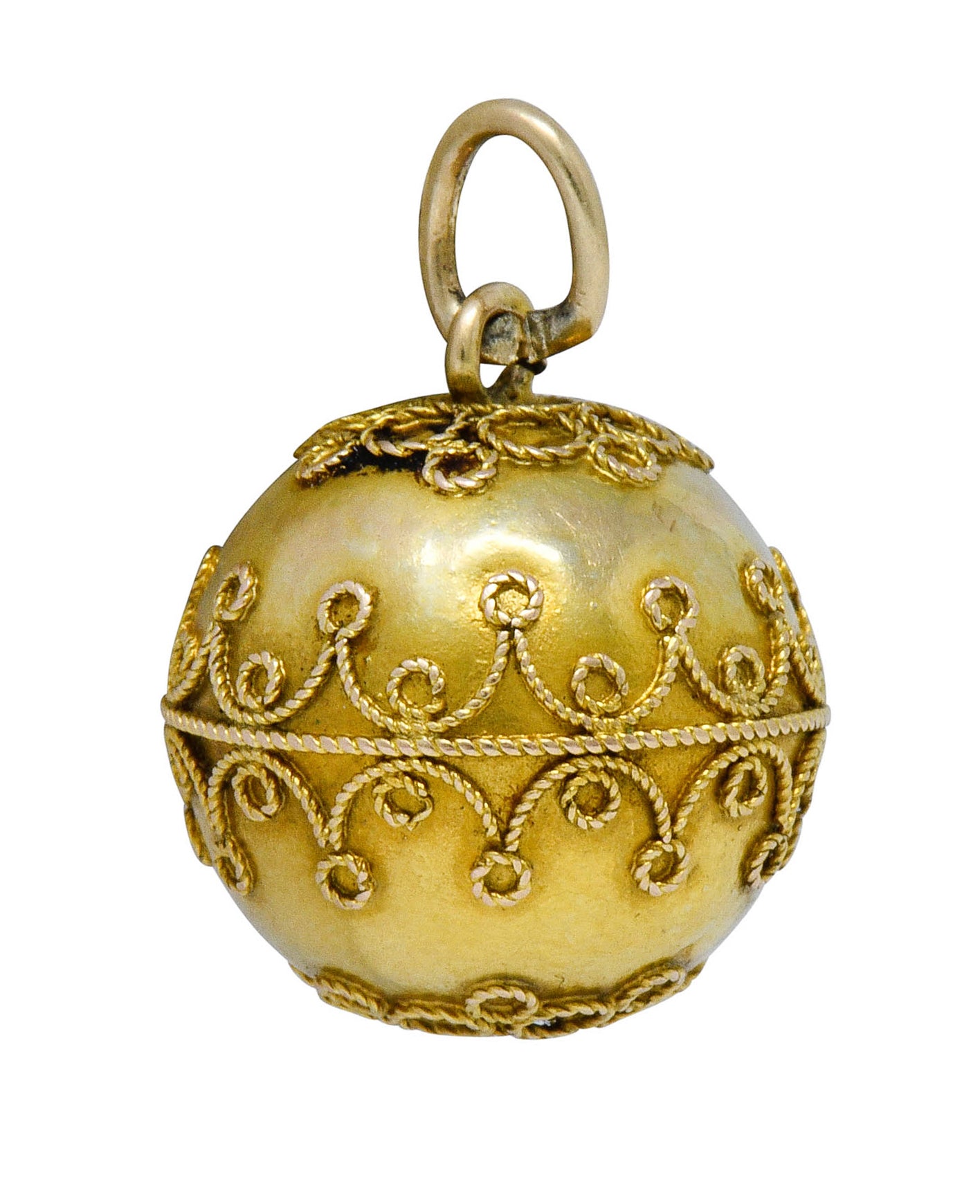 Victorian 14 Karat Gold Decorous Ball Charm Circa 1880scharm - Wilson's Estate Jewelry