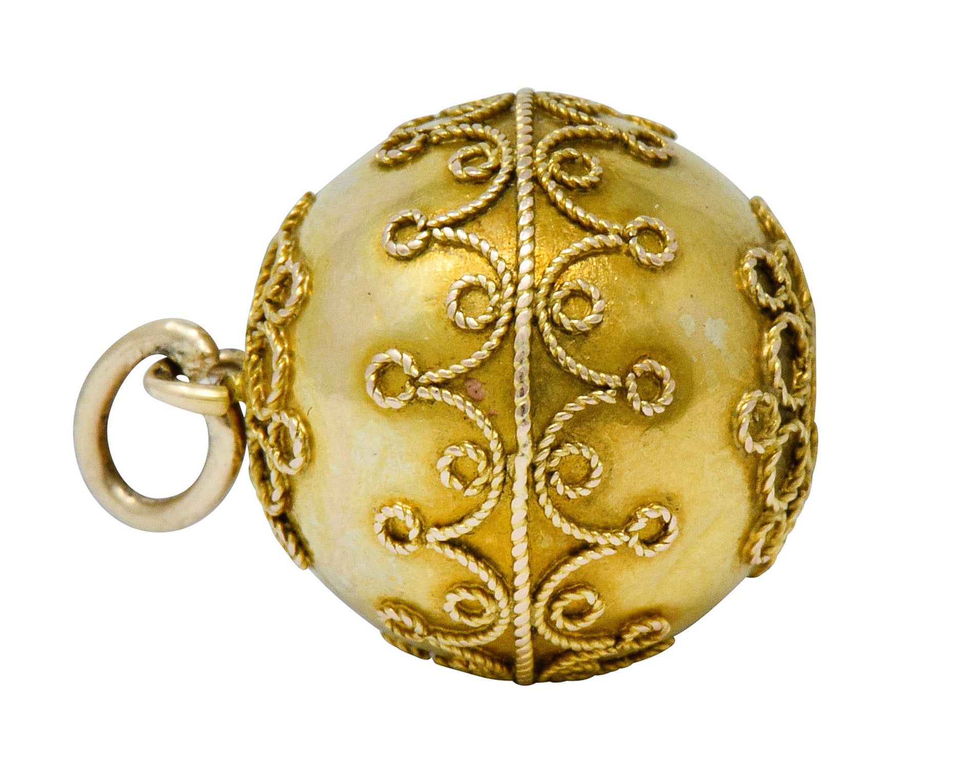 Victorian 14 Karat Gold Decorous Ball Charm Circa 1880scharm - Wilson's Estate Jewelry