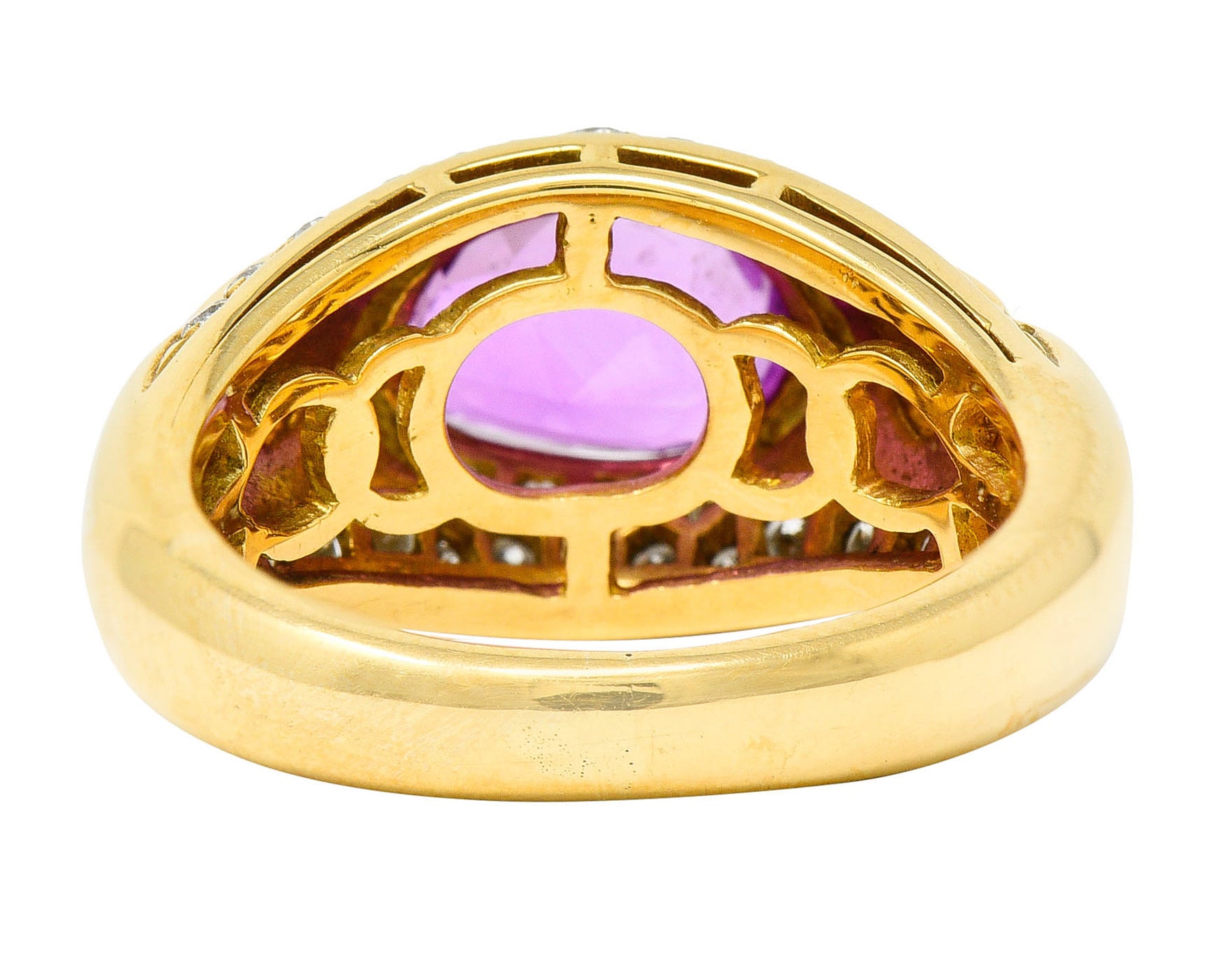 1990's Bulgari 3.15 CTW No Heat Pink Sapphire Diamond 18 Karat Gold Gancio Gemstone RingRing - Wilson's Estate Jewelry