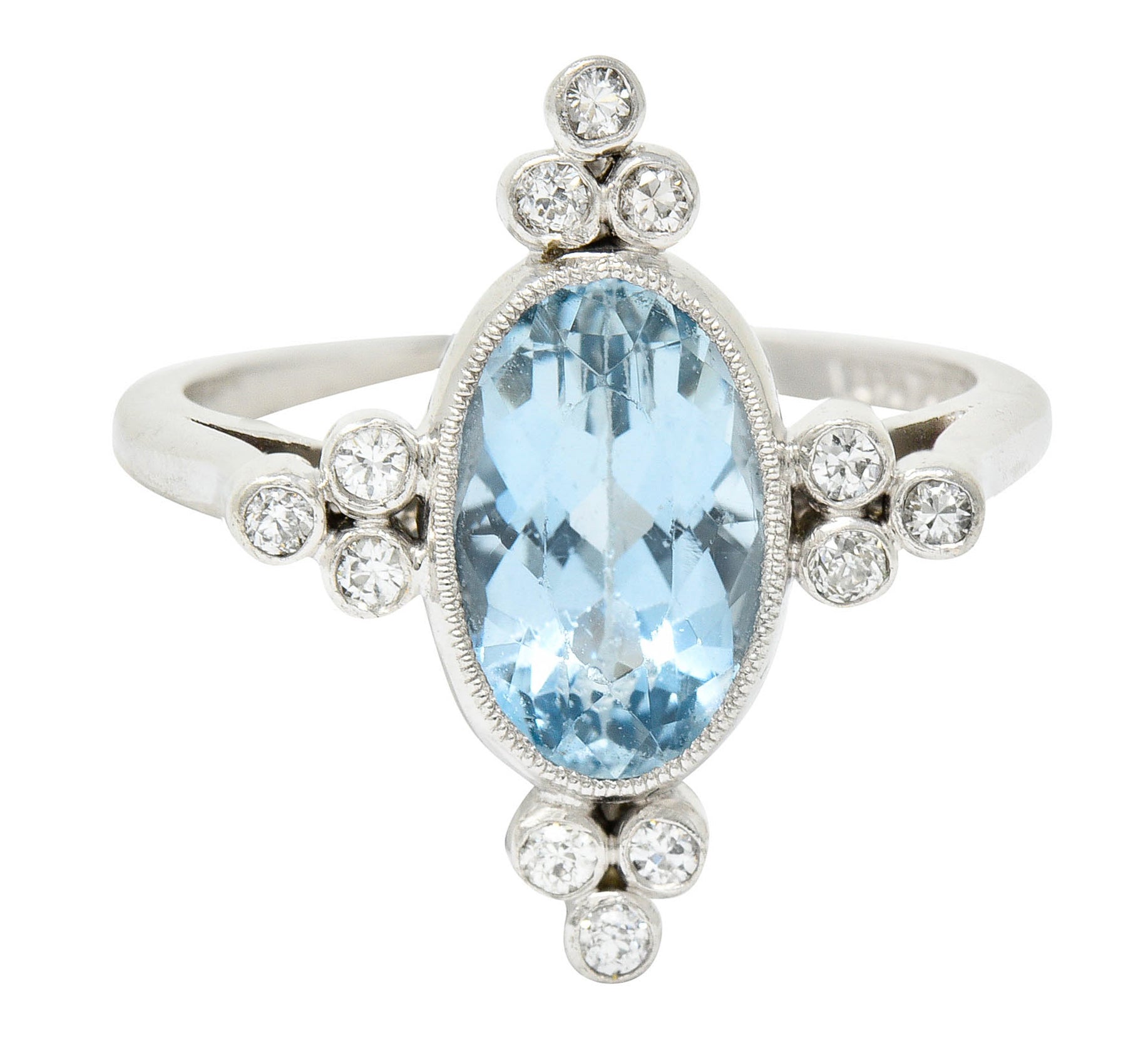 1960's Vintage 2.05 CTW Aquamarine Diamond Platinum Cluster RingRing - Wilson's Estate Jewelry