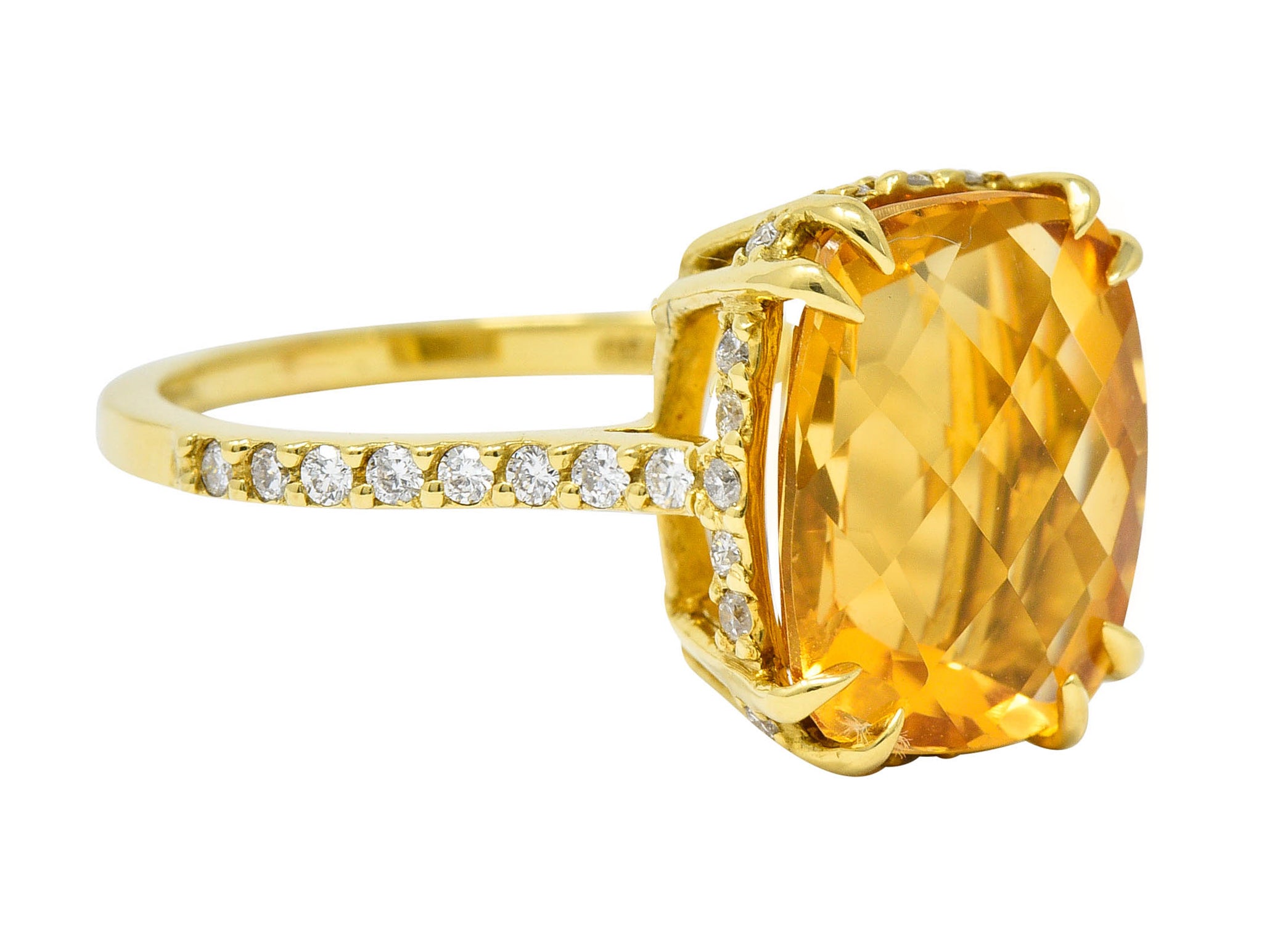 Sunny Citrine Diamond 18 Karat Gold Gemstone Cocktail RingRing - Wilson's Estate Jewelry