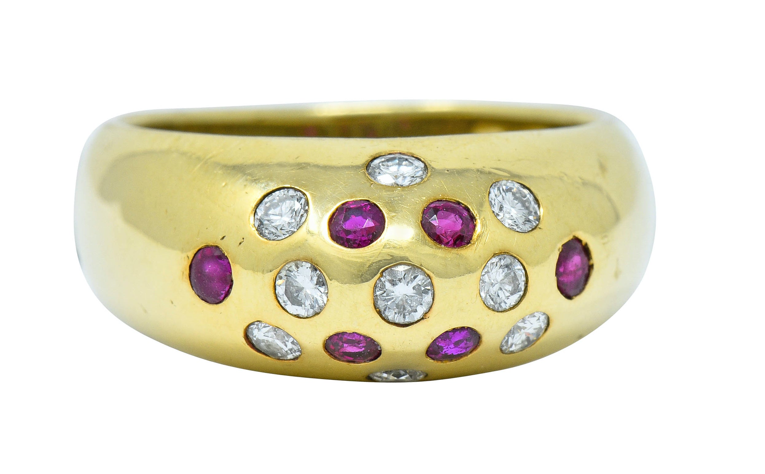 Vintage 0.55 CTW Ruby Diamond 18 Karat Gold Bombe Sprinkle Band RingRing - Wilson's Estate Jewelry