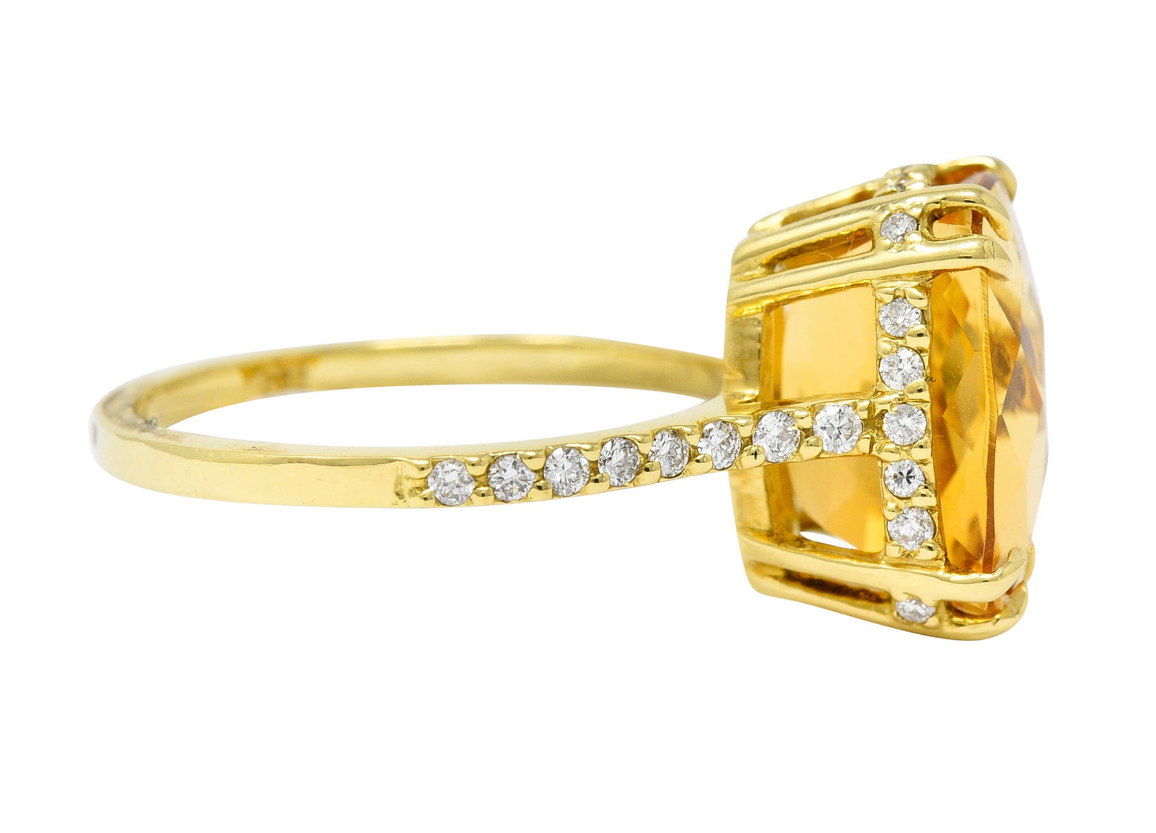 Sunny Citrine Diamond 18 Karat Gold Gemstone Cocktail RingRing - Wilson's Estate Jewelry