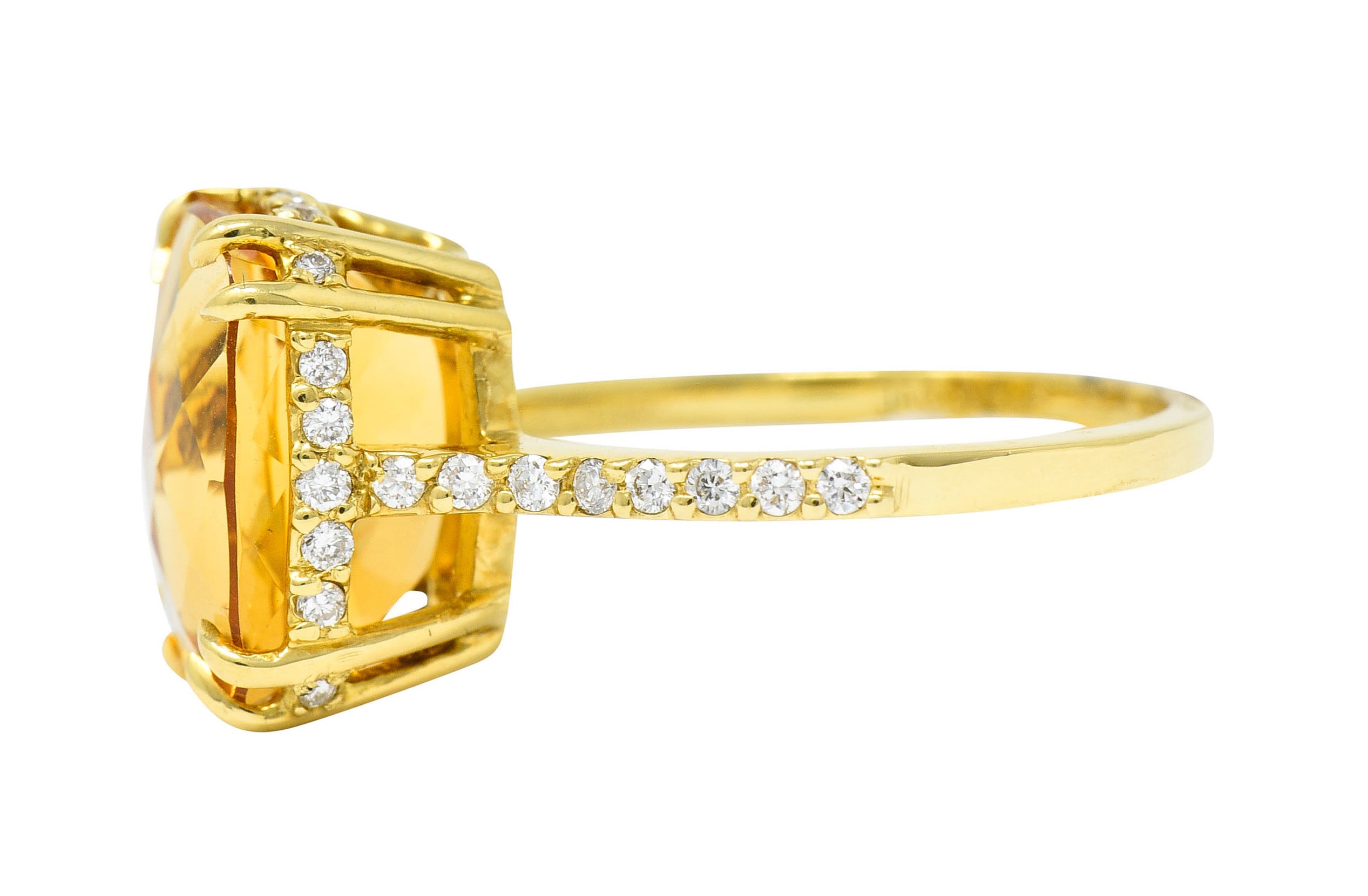 Sunny Citrine Diamond 18 Karat Gold Gemstone Cocktail RingRing - Wilson's Estate Jewelry