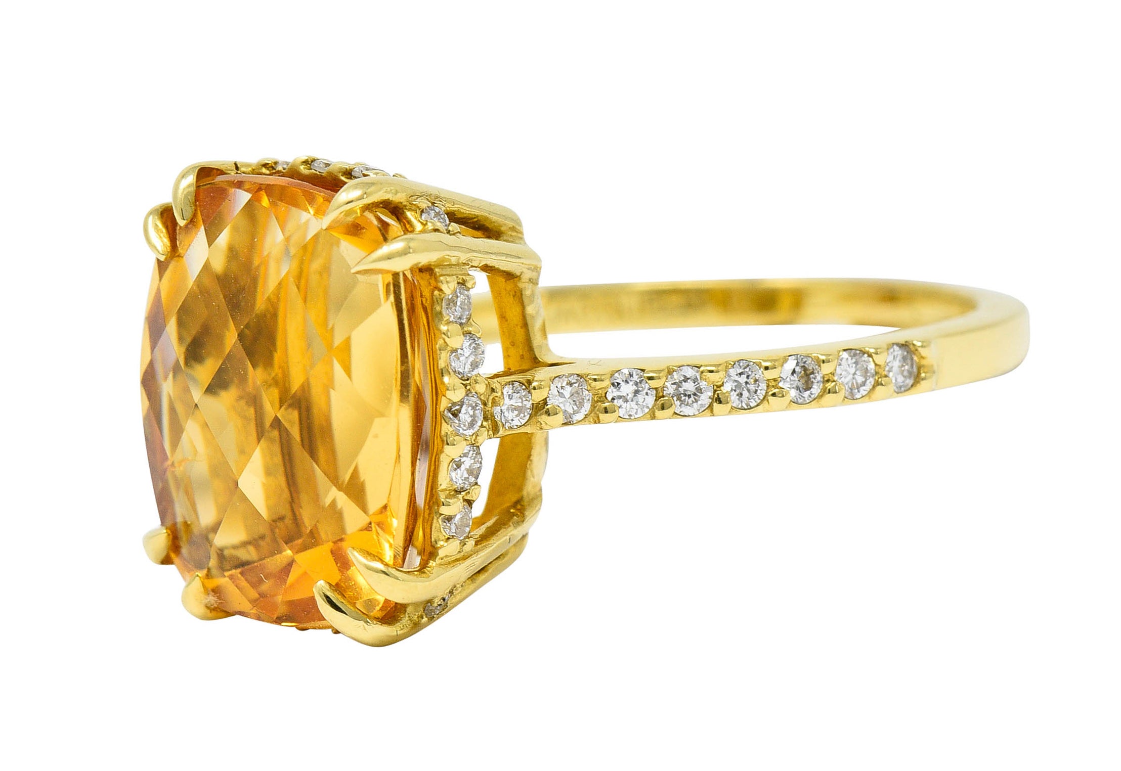 Sunny Citrine Diamond 18 Karat Gold Gemstone Cocktail RingRing - Wilson's Estate Jewelry