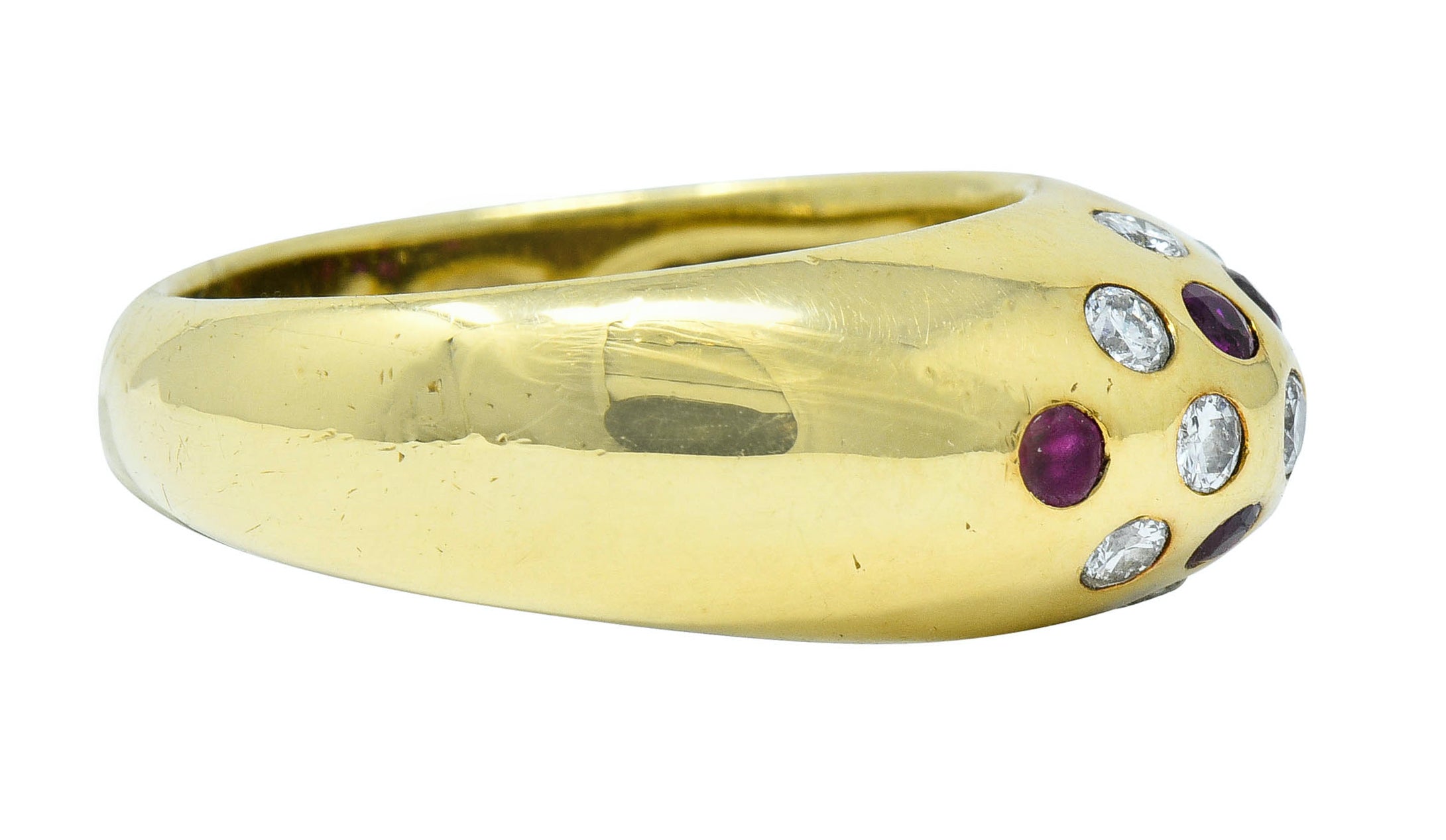 Vintage 0.55 CTW Ruby Diamond 18 Karat Gold Bombe Sprinkle Band RingRing - Wilson's Estate Jewelry