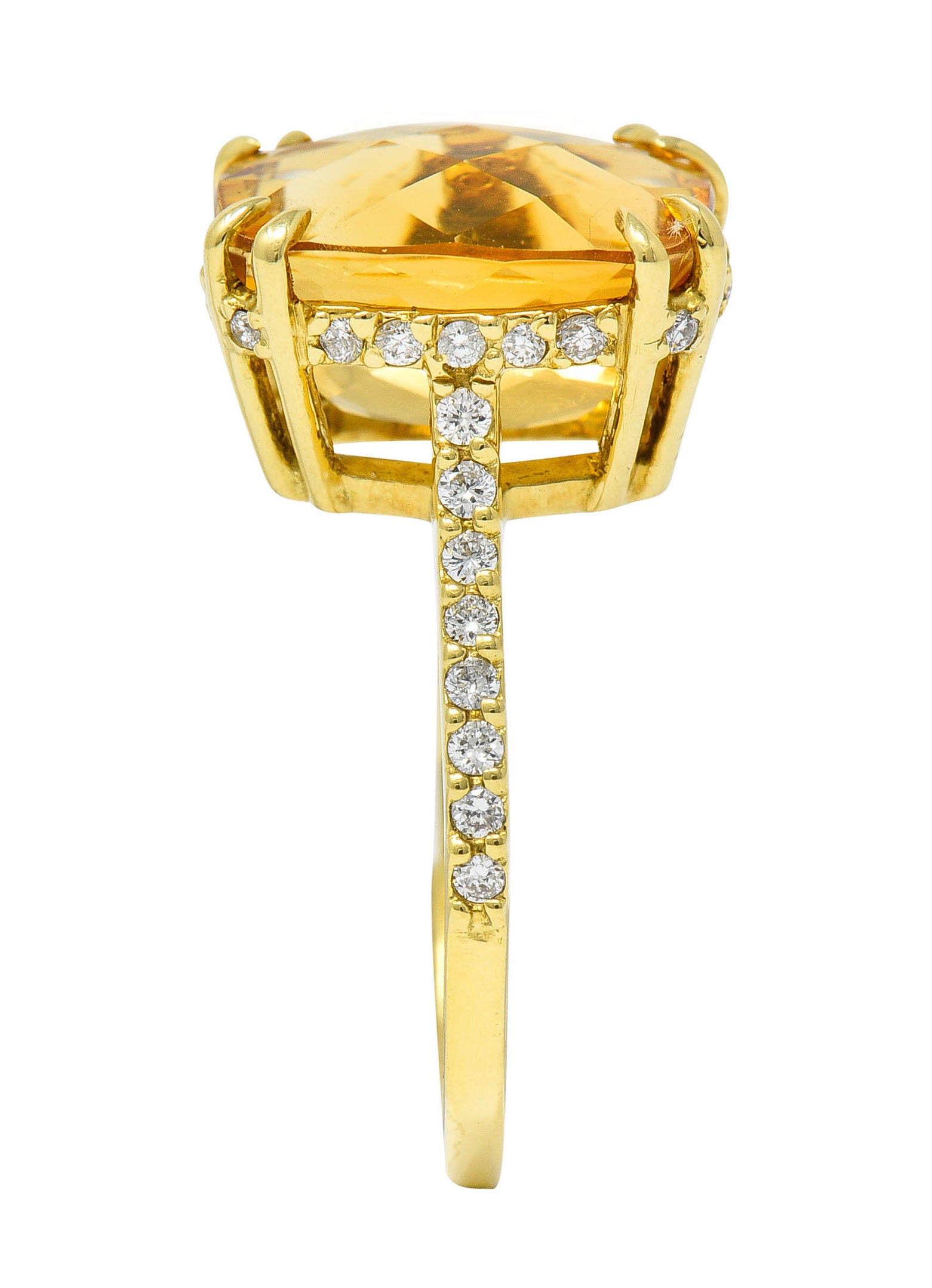 Sunny Citrine Diamond 18 Karat Gold Gemstone Cocktail RingRing - Wilson's Estate Jewelry