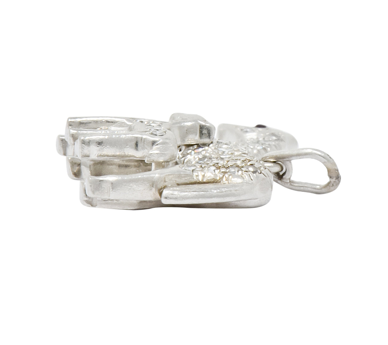 Art Deco Pave Diamond Platinum Mother Horse And Baby Foal Charm - Wilson's Estate Jewelry
