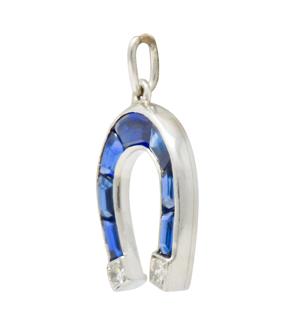 Whimsical Art Deco Sapphire Diamond Platinum Magnet Charm - Wilson's Estate Jewelry