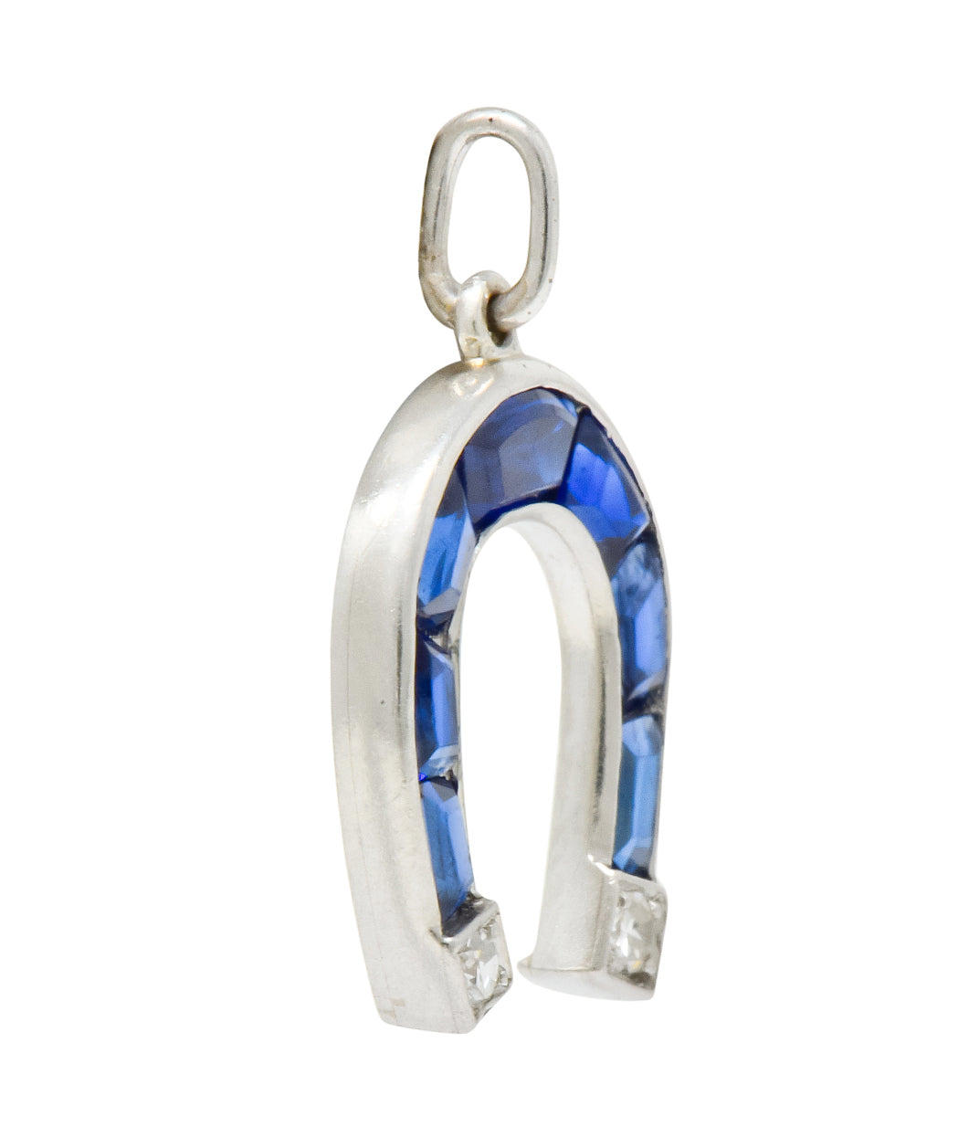 Whimsical Art Deco Sapphire Diamond Platinum Magnet Charm - Wilson's Estate Jewelry