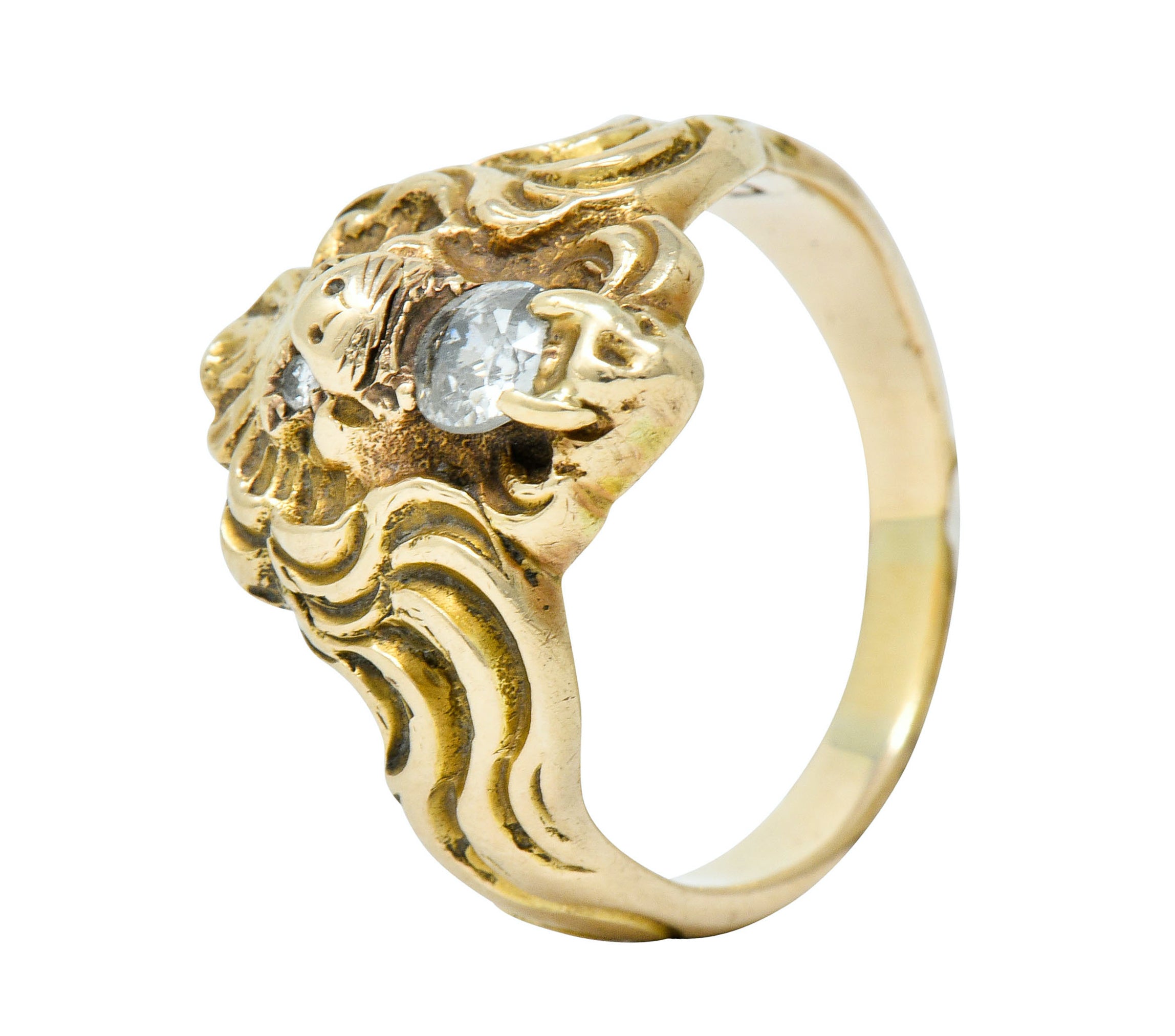 Victorian Diamond 14 Karat Gold Lion Band Ring Circa 1890Ring - Wilson's Estate Jewelry