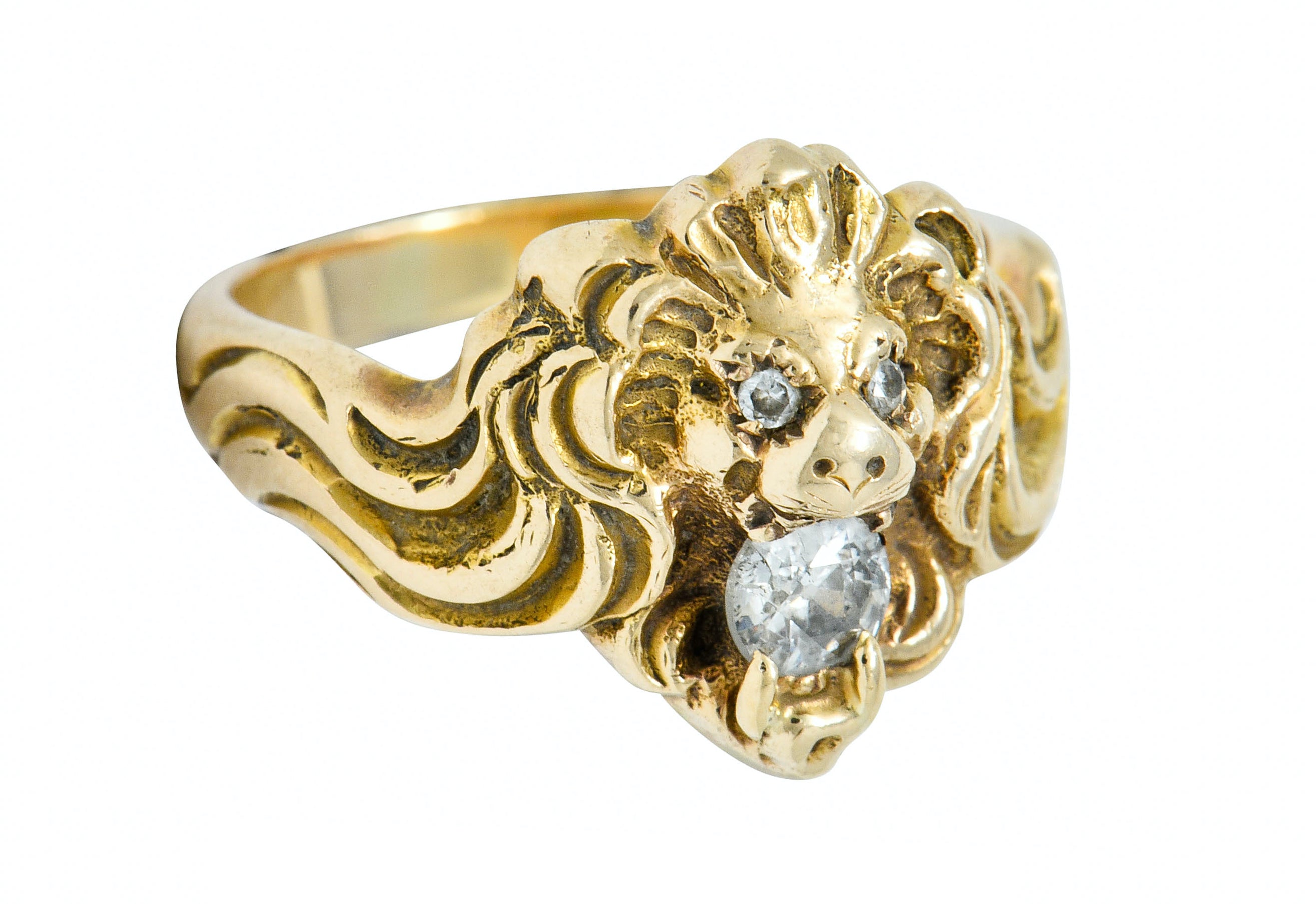 Victorian Diamond 14 Karat Gold Lion Band Ring Circa 1890Ring - Wilson's Estate Jewelry