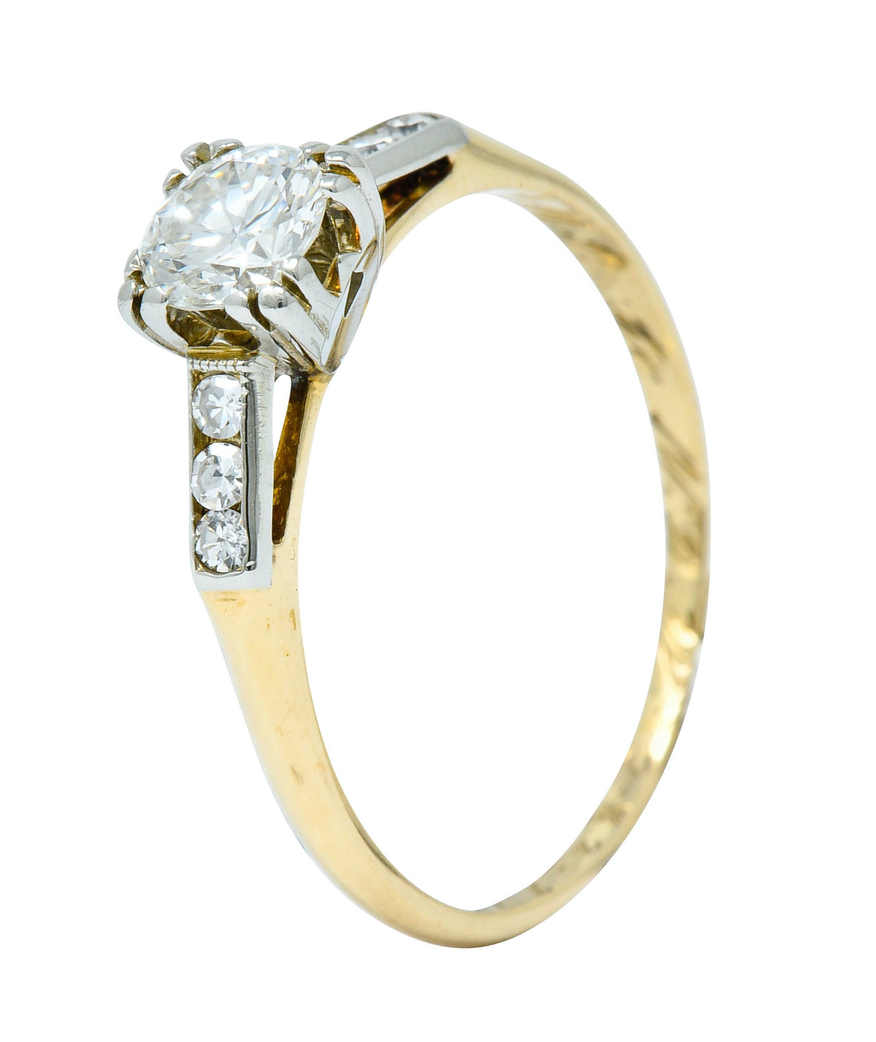 Art Deco Diamond 14 Karat Two-Tone Gold Engagement RingRing - Wilson's Estate Jewelry