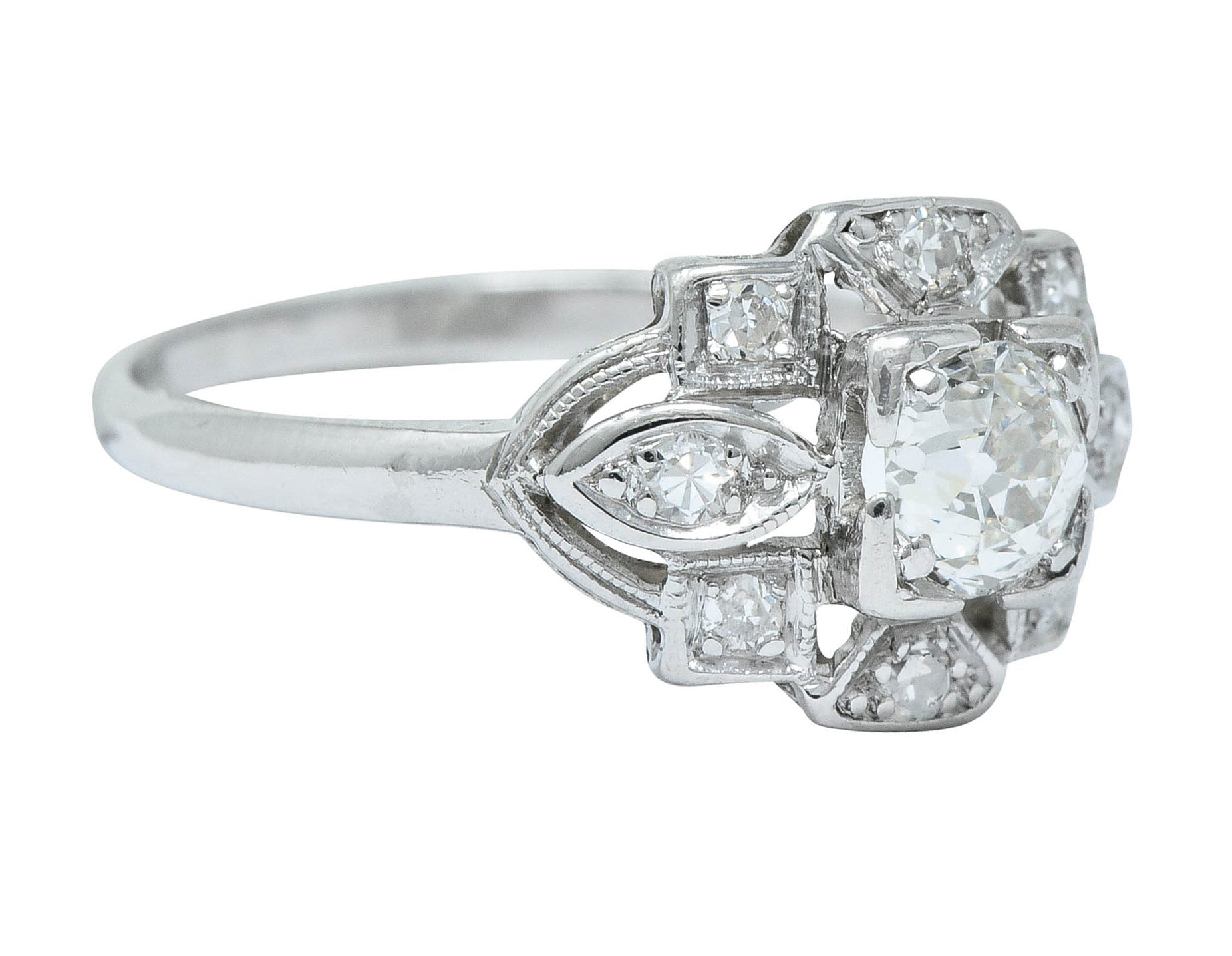 Sweet Edwardian 0.50 CTW Diamond Platinum Dinner RingRing - Wilson's Estate Jewelry