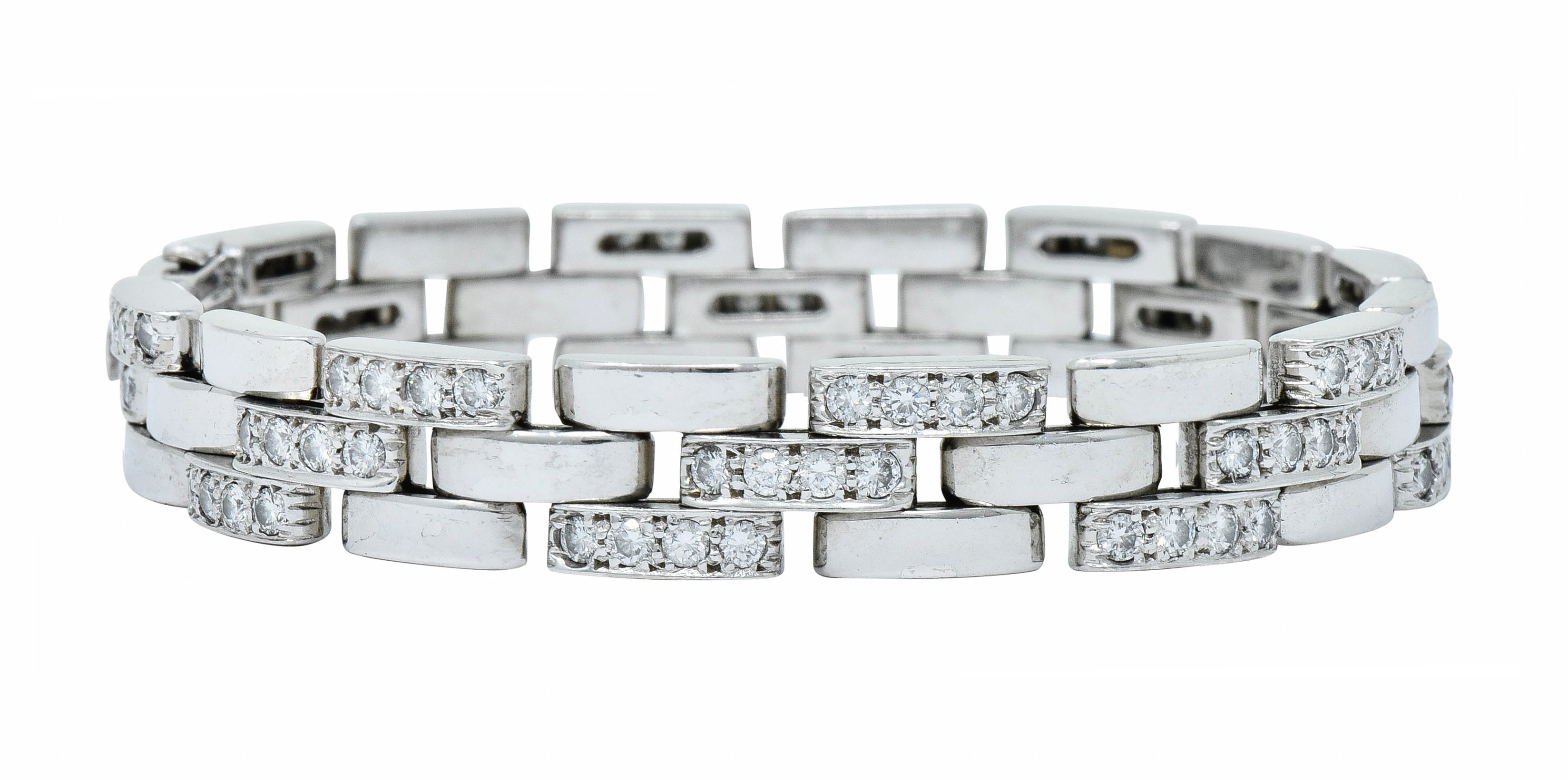 Cartier Diamond Maillon Panthere 18 Karat White Gold Link Bracelet Frenchbracelet - Wilson's Estate Jewelry