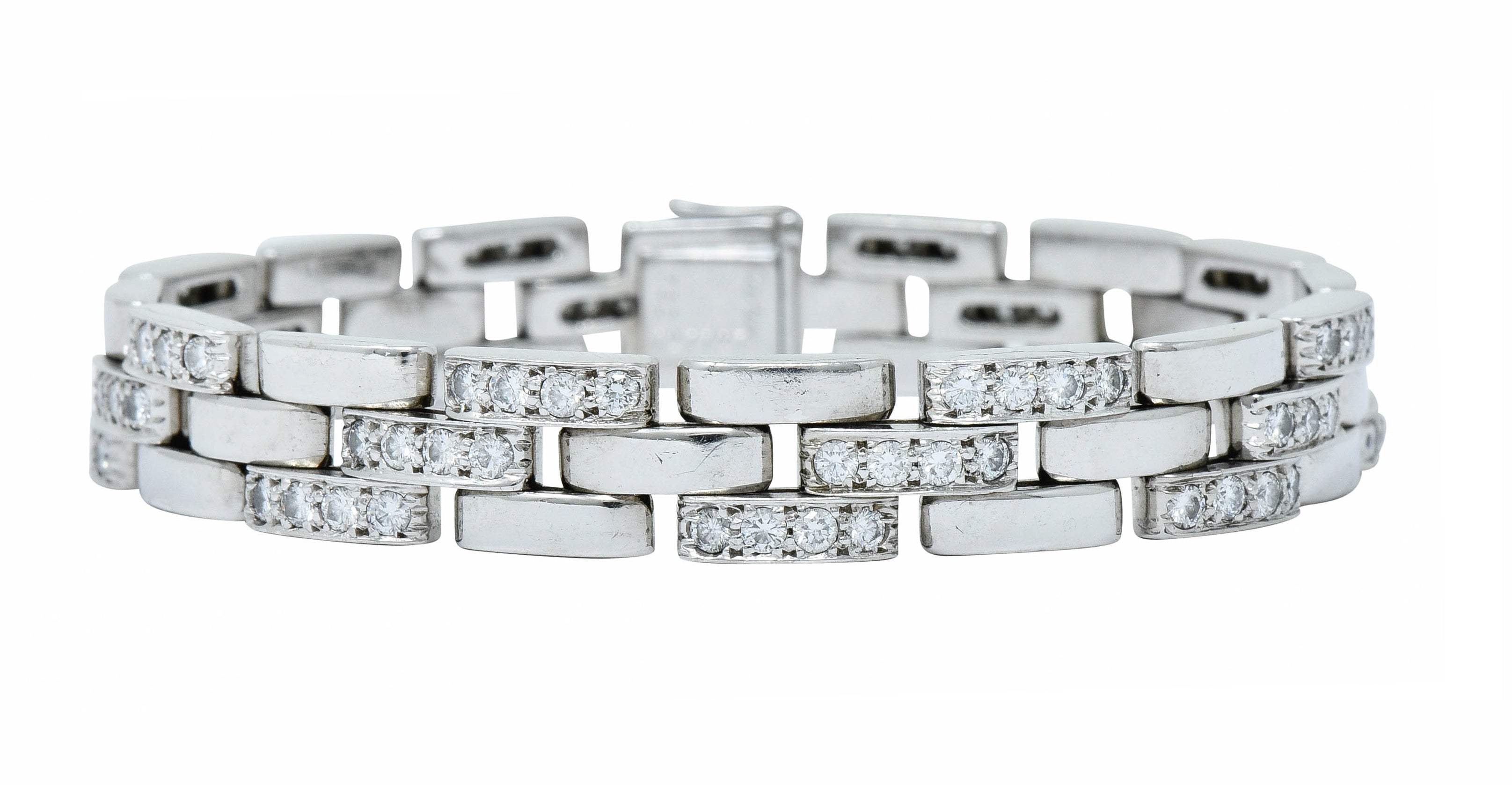 Cartier Diamond Maillon Panthere 18 Karat White Gold Link Bracelet Frenchbracelet - Wilson's Estate Jewelry