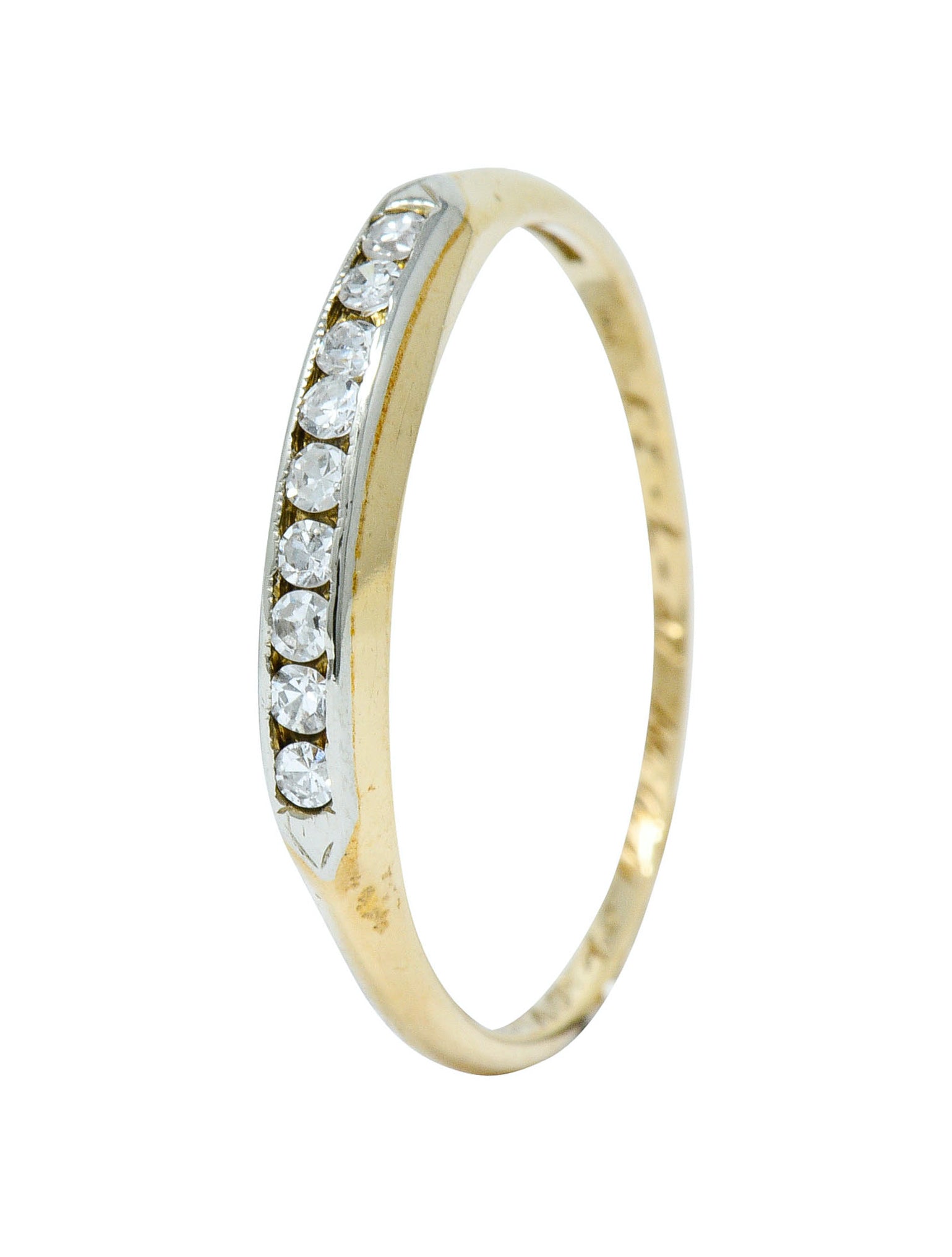 Art Deco Diamond 14 Karat Two-Tone Gold Anniversary Band RingRing - Wilson's Estate Jewelry