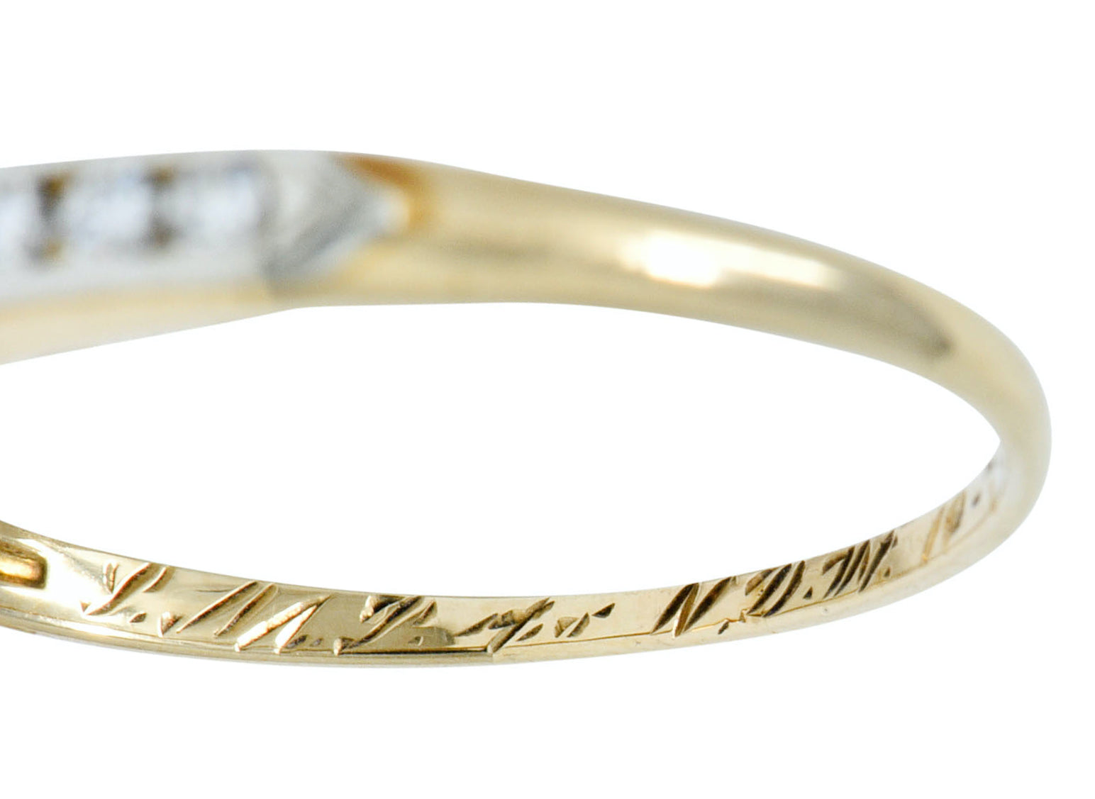 Art Deco Diamond 14 Karat Two-Tone Gold Anniversary Band RingRing - Wilson's Estate Jewelry