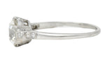1930's Art Deco 1.34 CTW Old Mine Cut Diamond Platinum Six Prong Engagement Ring Wilson's Estate Jewelry