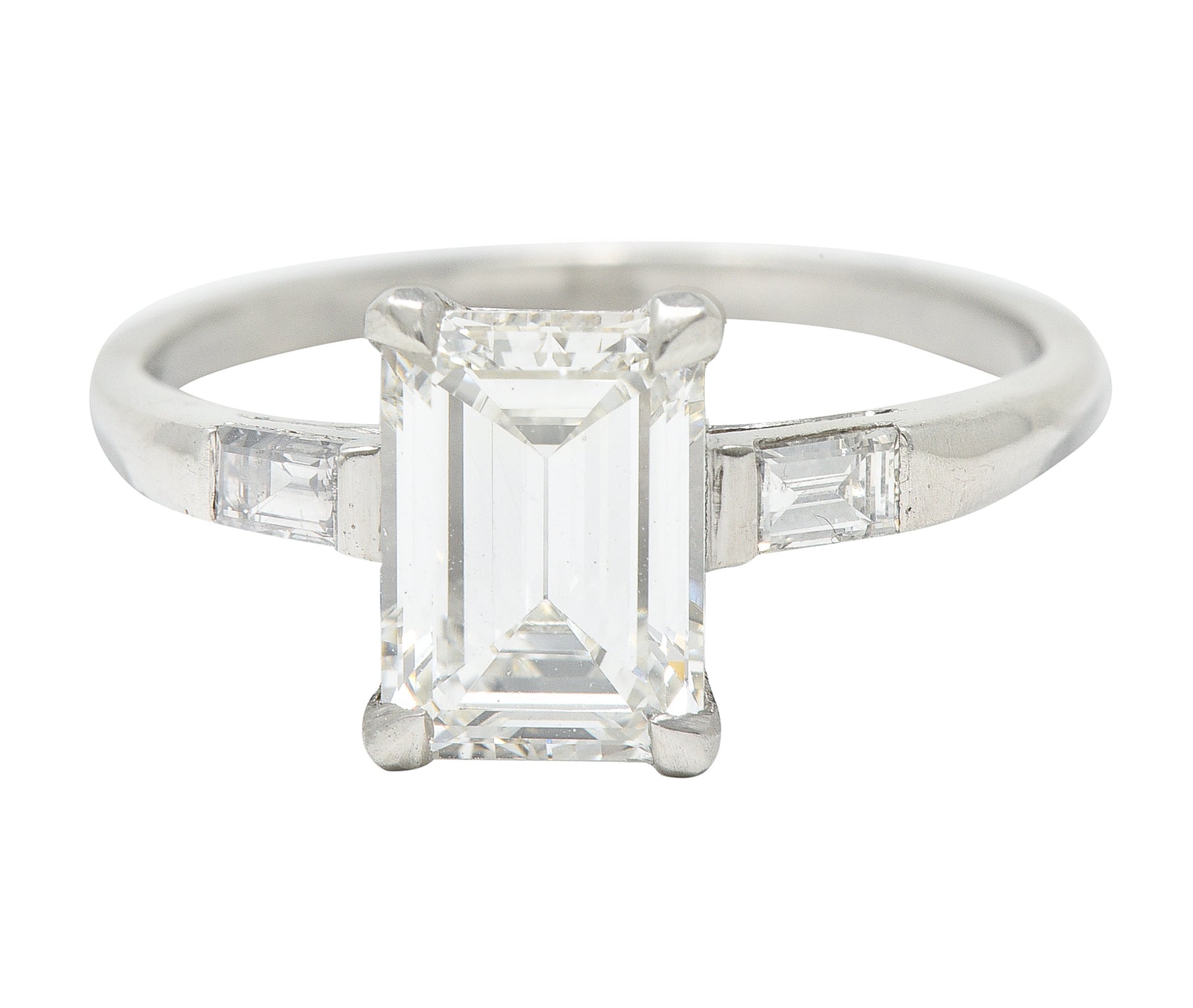 Mid-Century Emerald Cut 1.42 CTW Diamond Platinum Engagement Ring GIA Wilson's Estate Jewelry