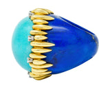 Substantial Vintage 1960's Turquoise Lapis Diamond 18 Karat Gold Statement RingRing - Wilson's Estate Jewelry