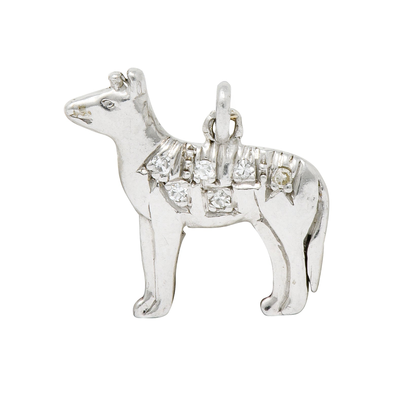 Adorable Retro Diamond Platinum Dingo Dog Charm - Wilson's Estate Jewelry