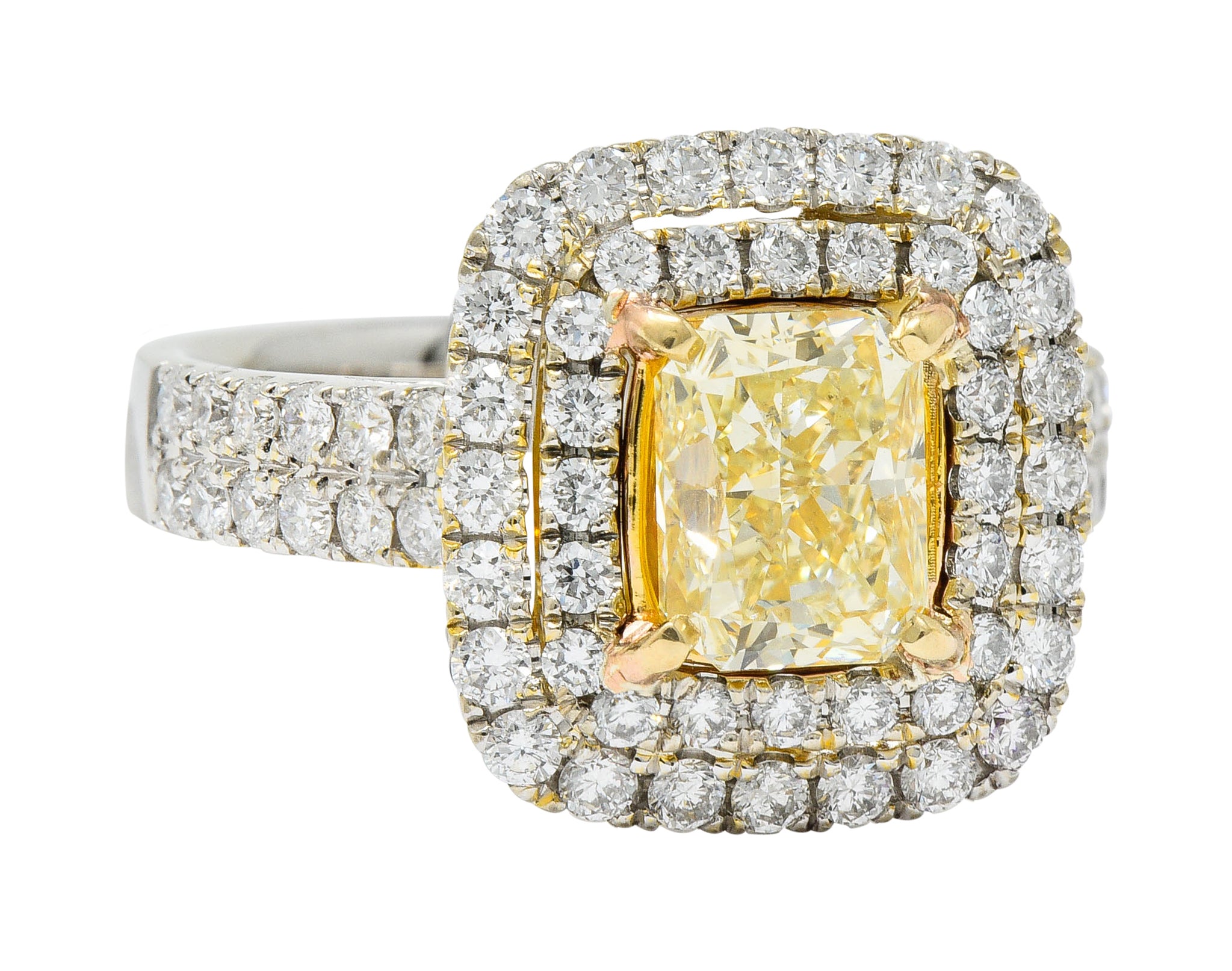 Contemporary 2.60 CTW Yellow Diamond & White Diamond 18 Karat Gold RingRing - Wilson's Estate Jewelry