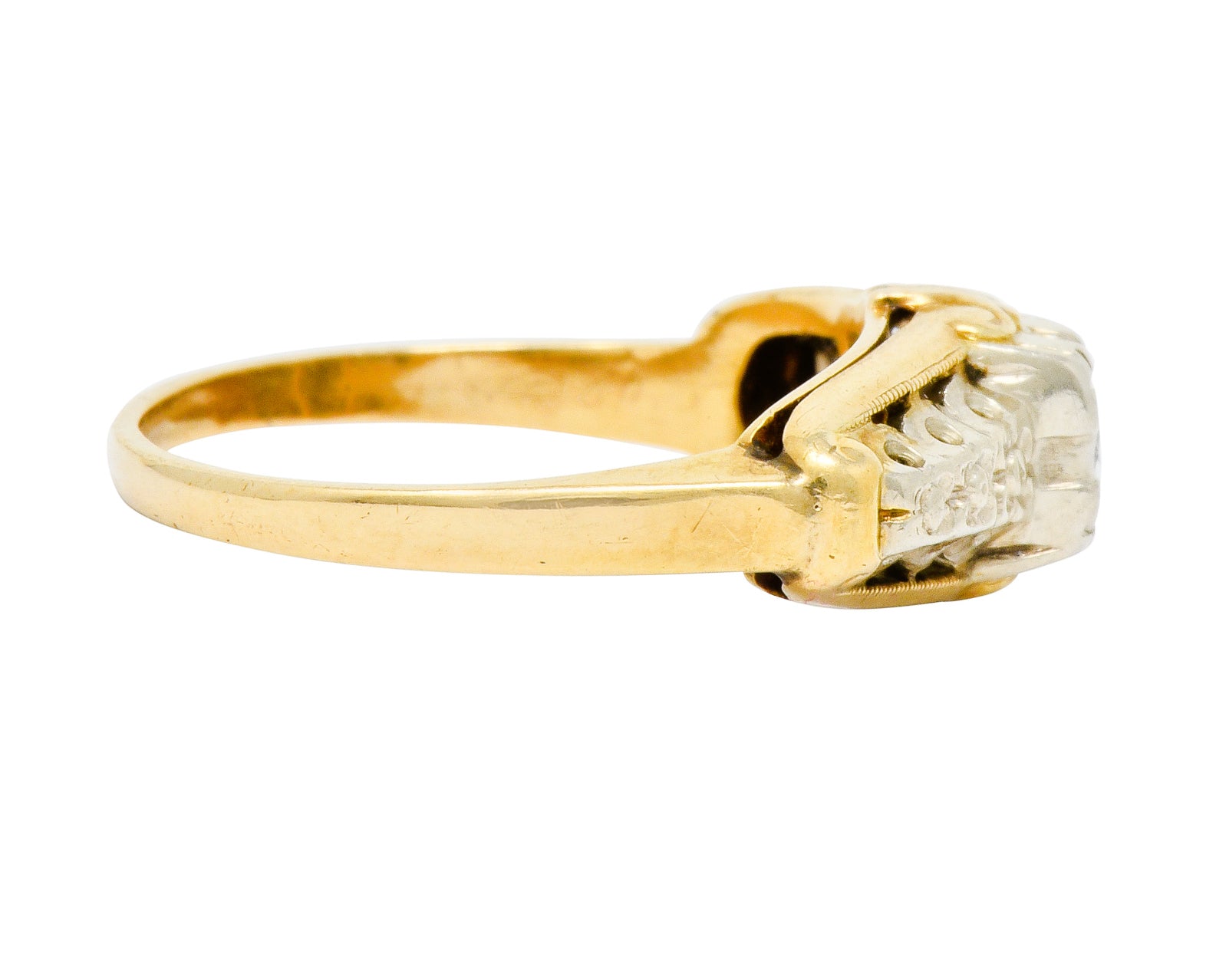 Granat Brothers Diamond 14 Karat Two-Tone Gold Orange Blossom Engagement Ring - Wilson's Estate Jewelry