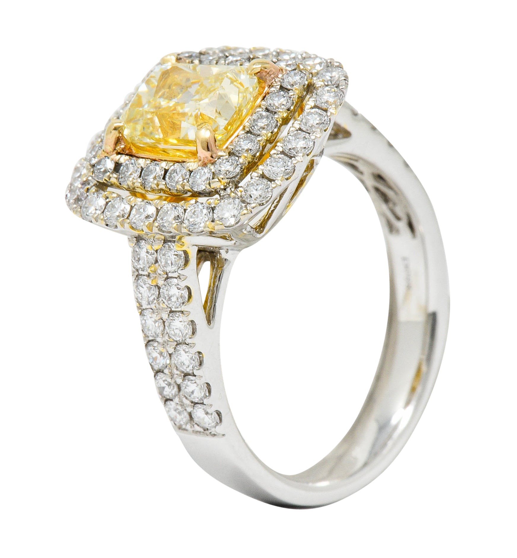 Contemporary 2.60 CTW Yellow Diamond & White Diamond 18 Karat Gold RingRing - Wilson's Estate Jewelry