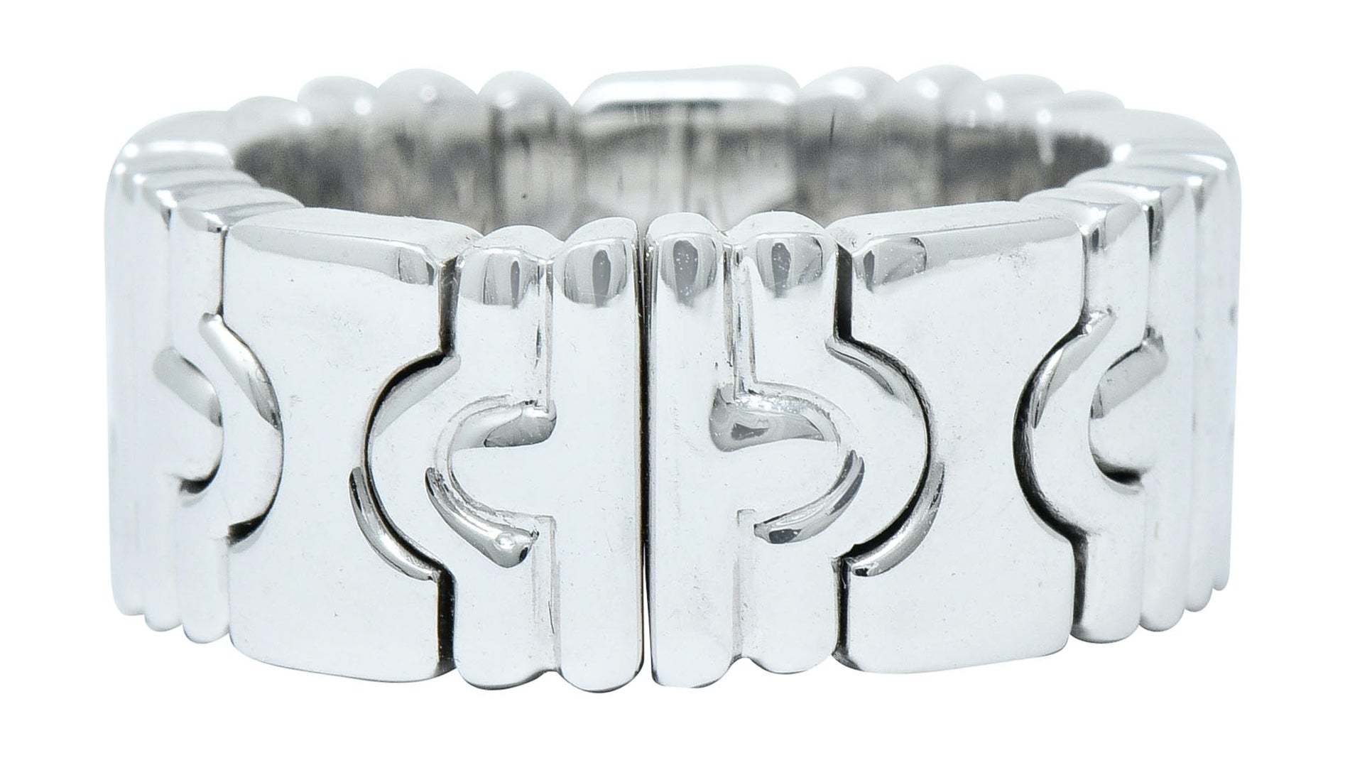 Bulgari 18 Karat White Gold Parentesi Band Ring Circa 1990Ring - Wilson's Estate Jewelry